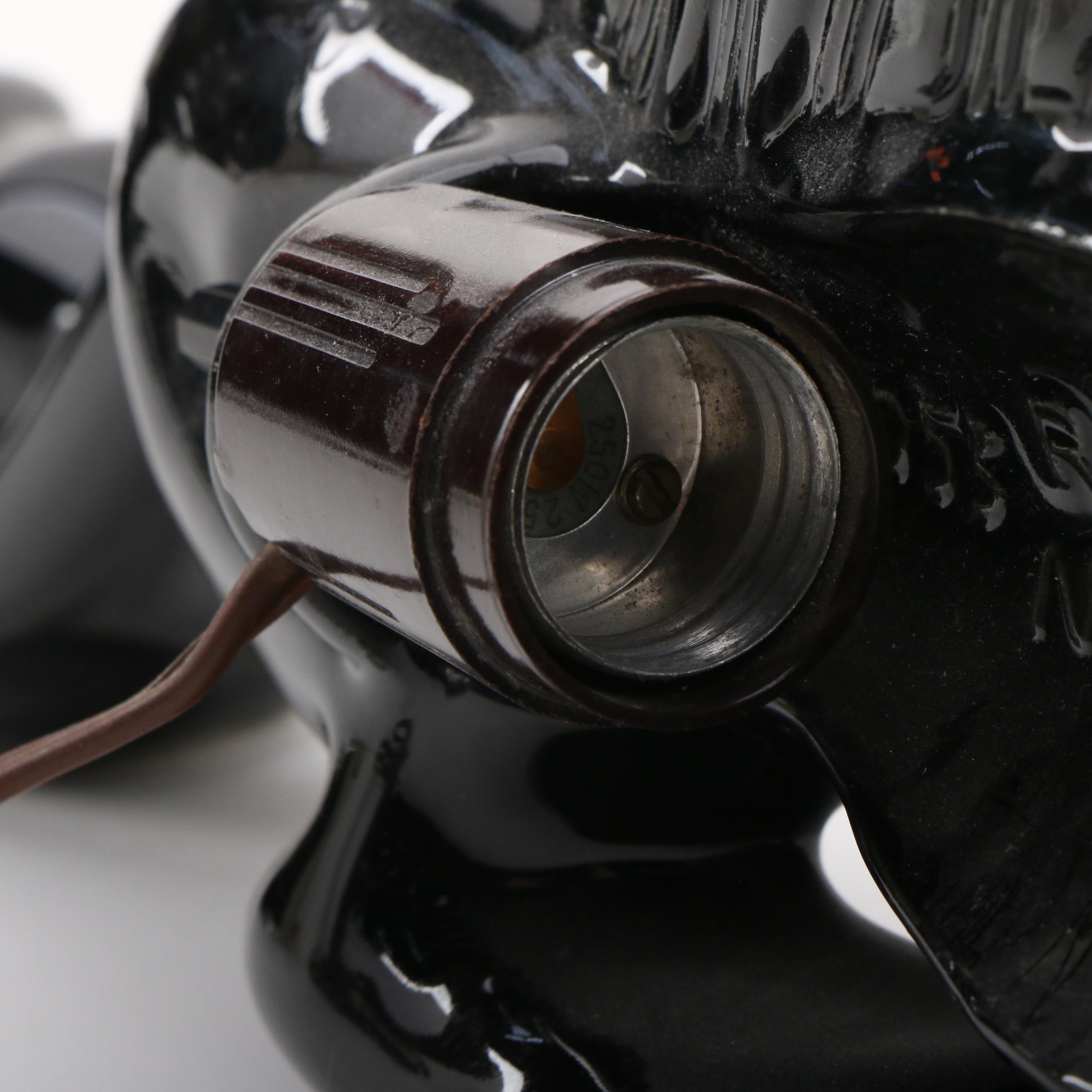 MCM Royal China Novelty Ceramic Black Panther Planter TV Lamp, 1950s