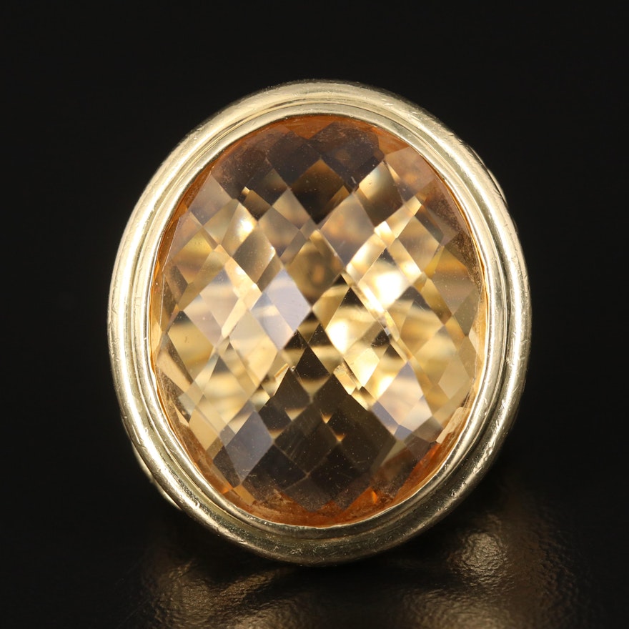 David Yurman "Signature Oval" 18K Citrine Ring