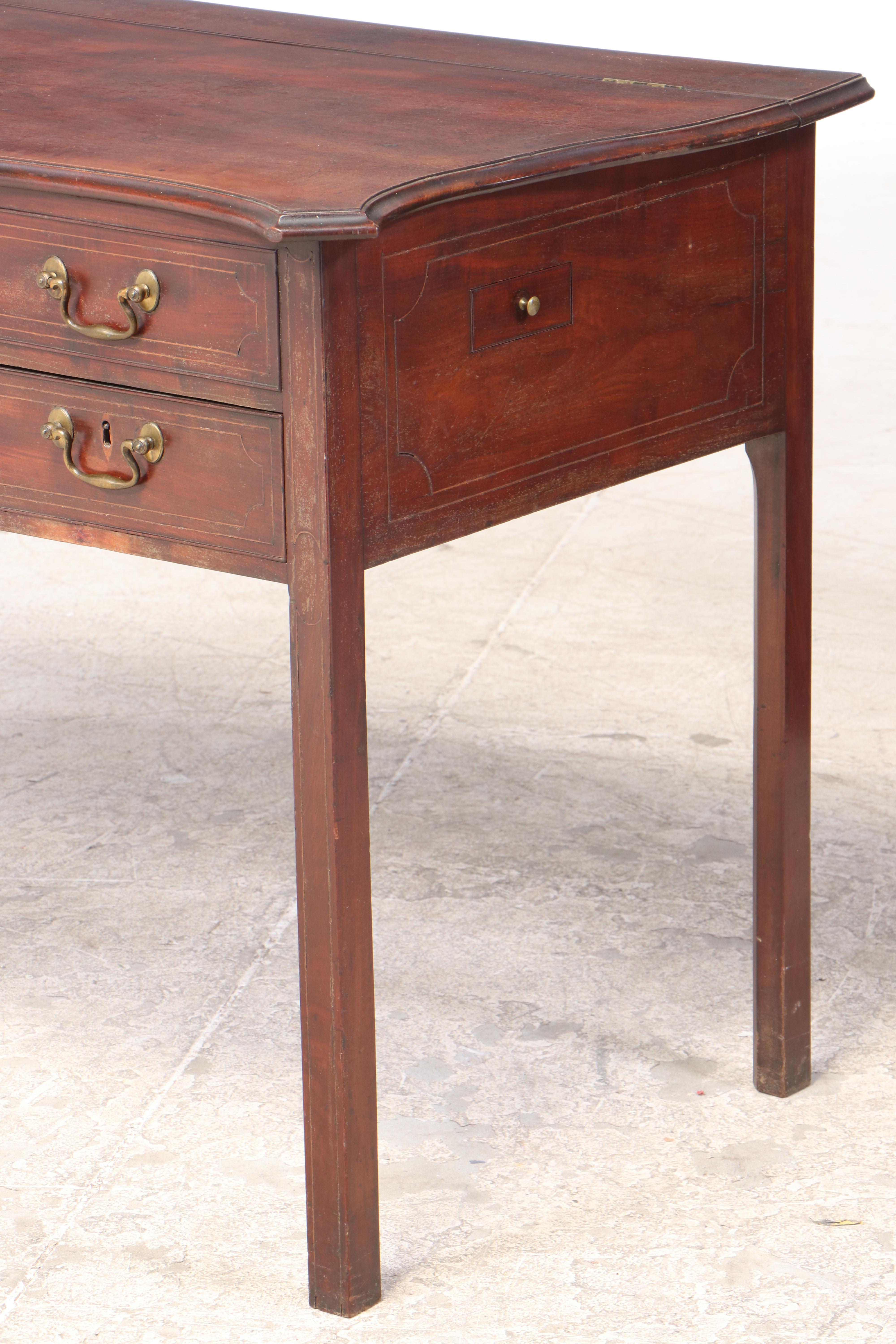English String-Inlaid Mahogany Enclosed Writing or Dressing Table, 19th Century