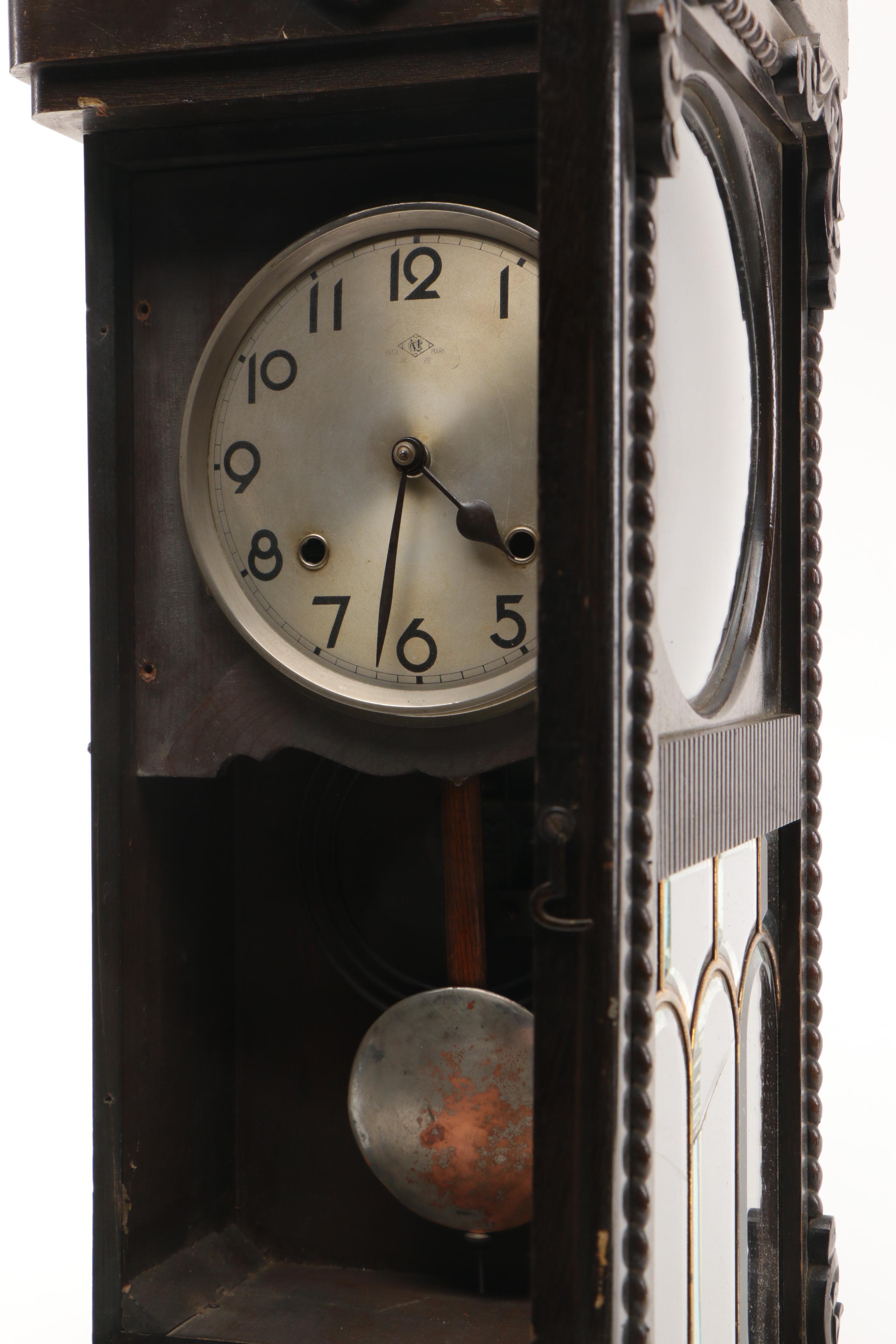 Meiji Clock Co. Victorian Style Wood Cased Wall Clock, 20th Century