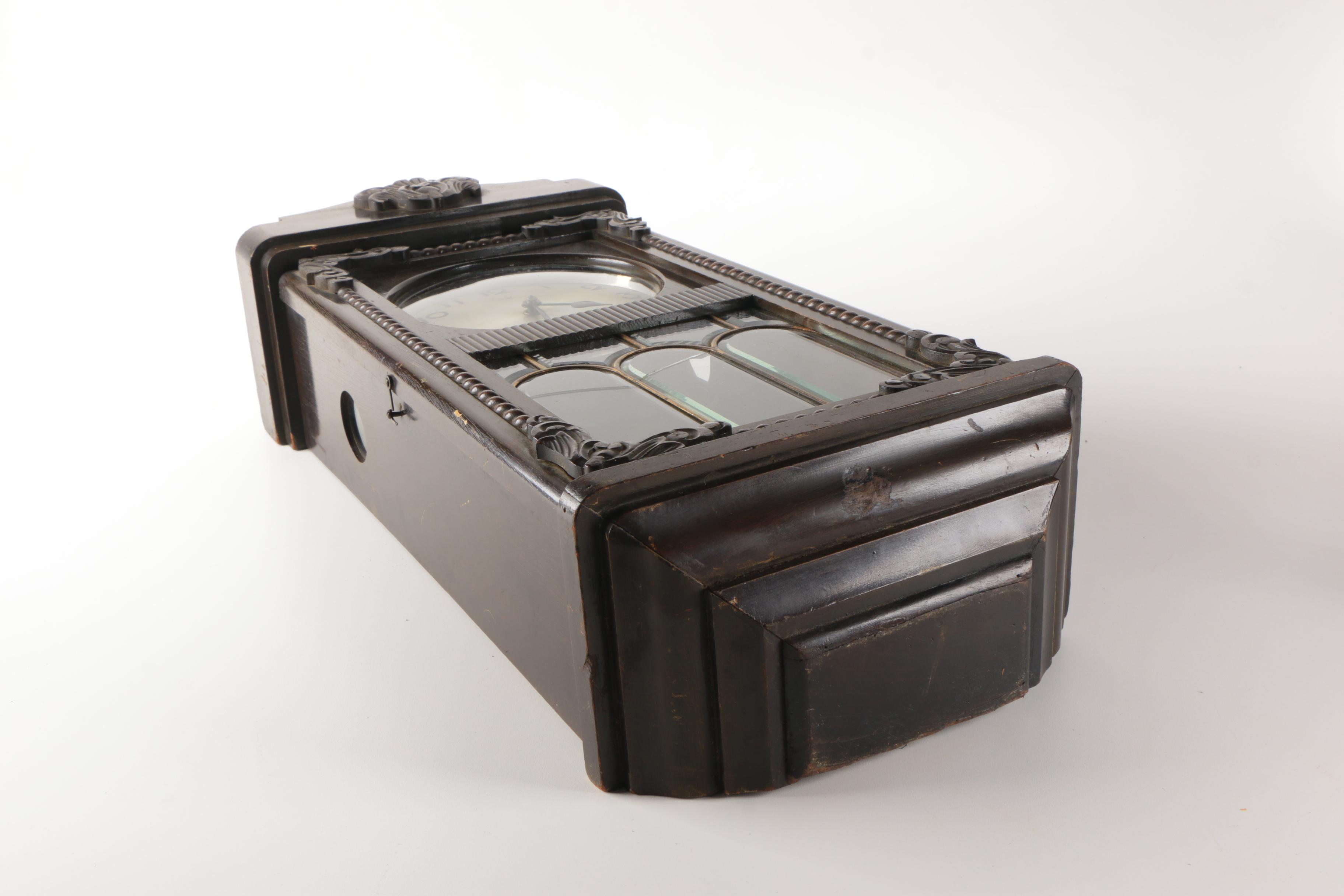 Meiji Clock Co. Victorian Style Wood Cased Wall Clock, 20th Century