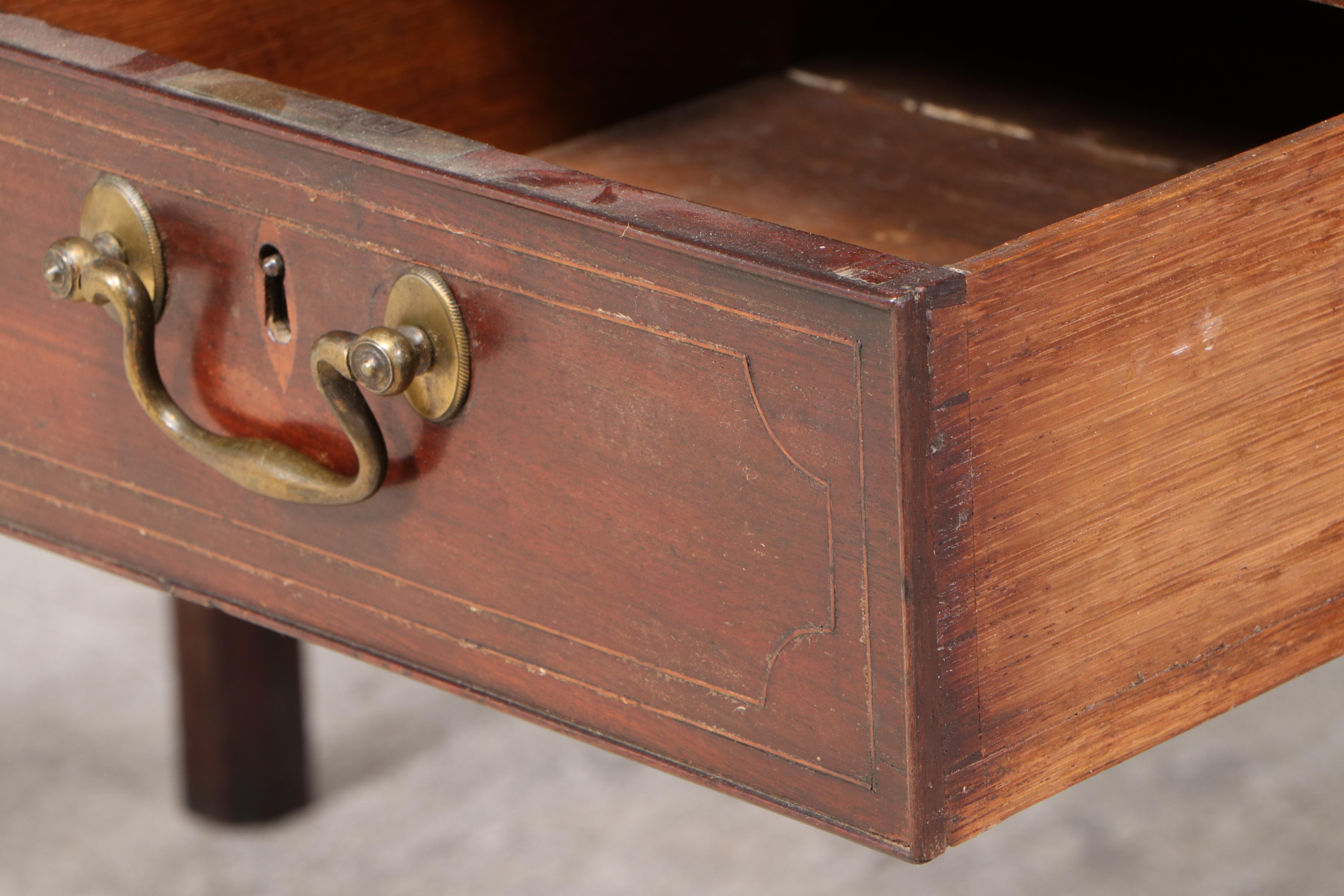 English String-Inlaid Mahogany Enclosed Writing or Dressing Table, 19th Century