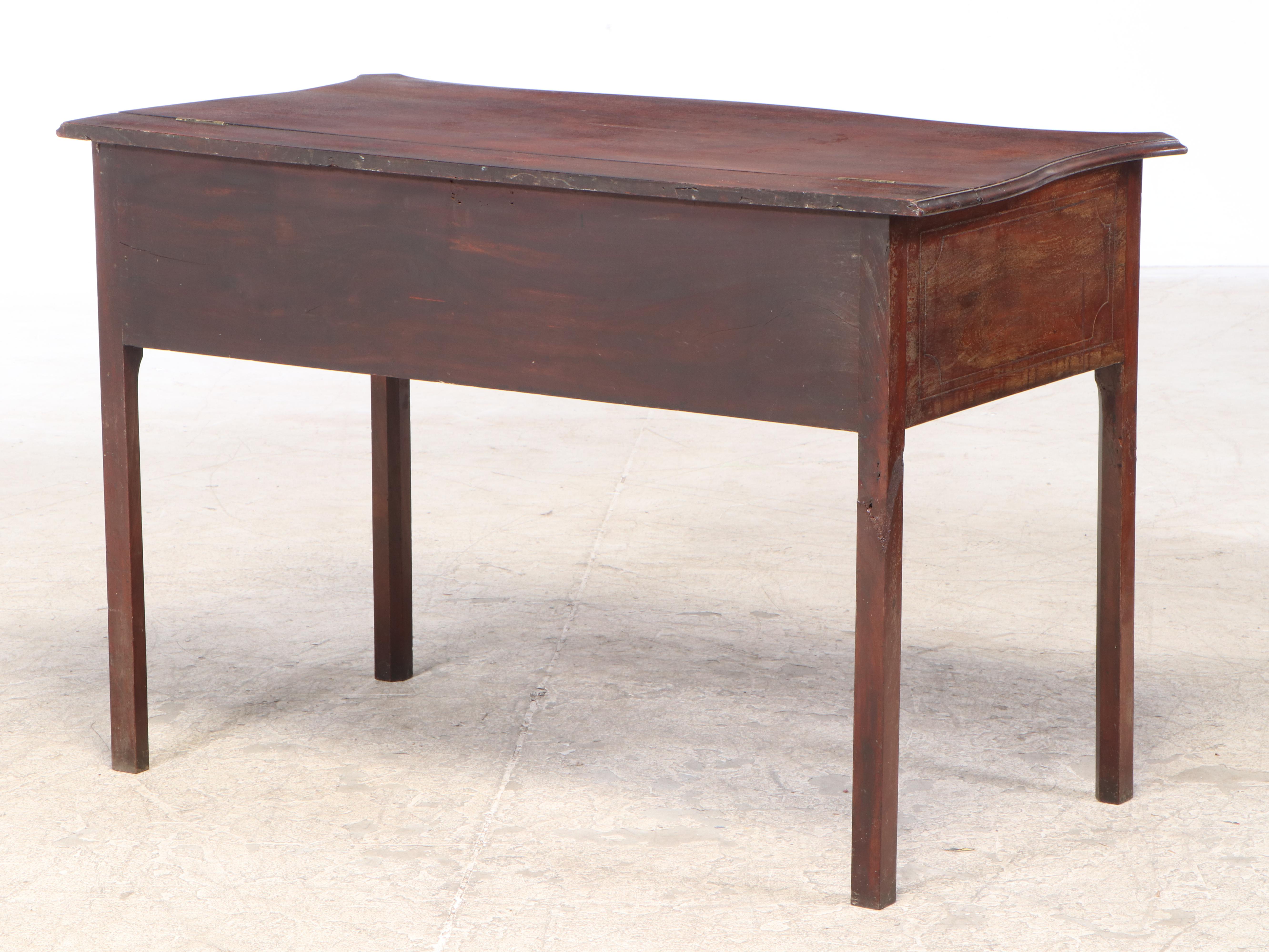 English String-Inlaid Mahogany Enclosed Writing or Dressing Table, 19th Century