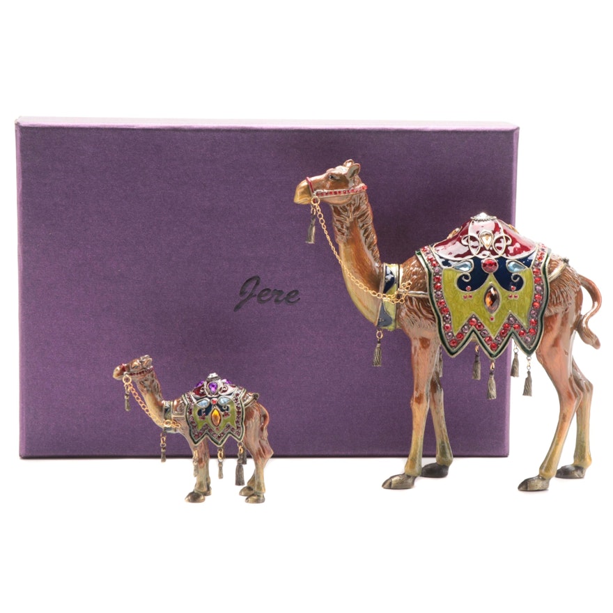 Jere Enameled and Rhinestone Inlaid Camel Boxes