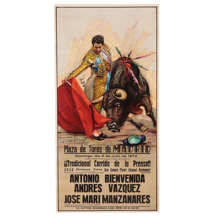 Chromolithograph Bullfighting Poster After José Cros Estrems