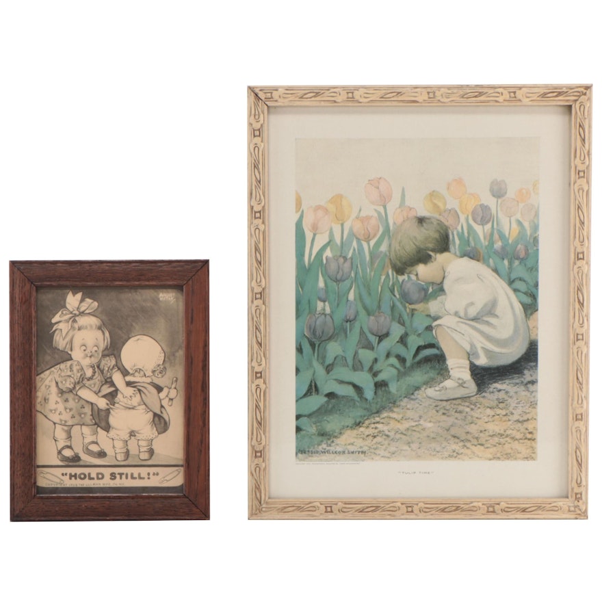 Offset Lithograph After Jessie Willcox Smith "Tulip Time" and Other