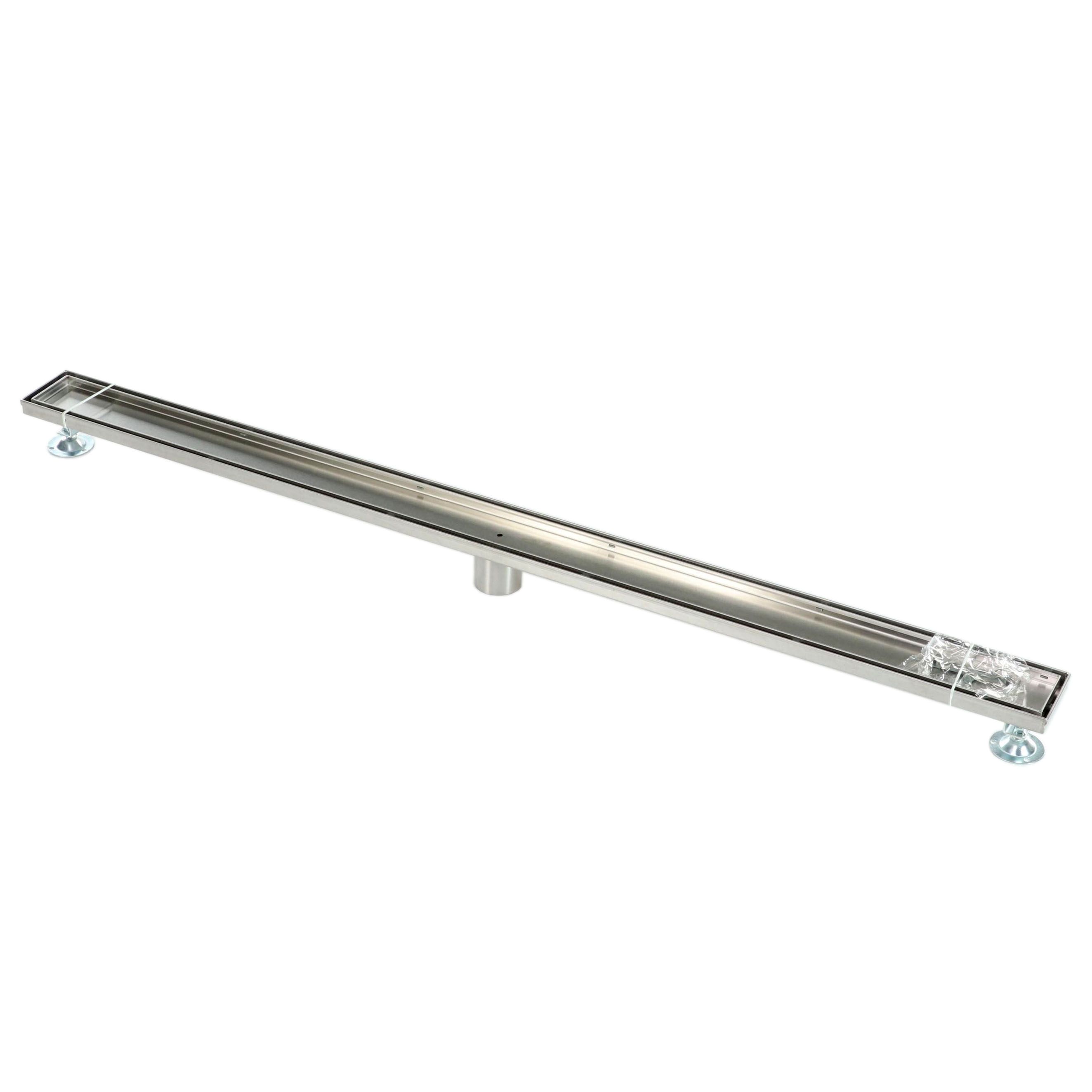 Brushed Stainless Steel Finish 48" Linear Tile-In Shower Drain
