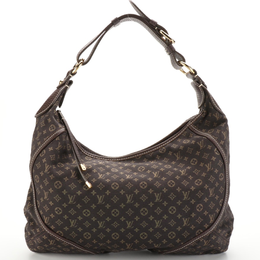 Louis Vuitton Manon MM Shoulder Bag in Monogram Mini Lin Canvas/Brown Leather