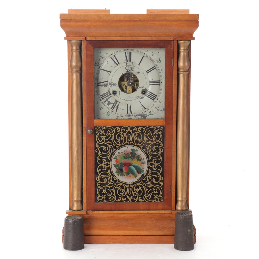 Seth Thomas Column Shelf Clock with Reverse Painted Decoration