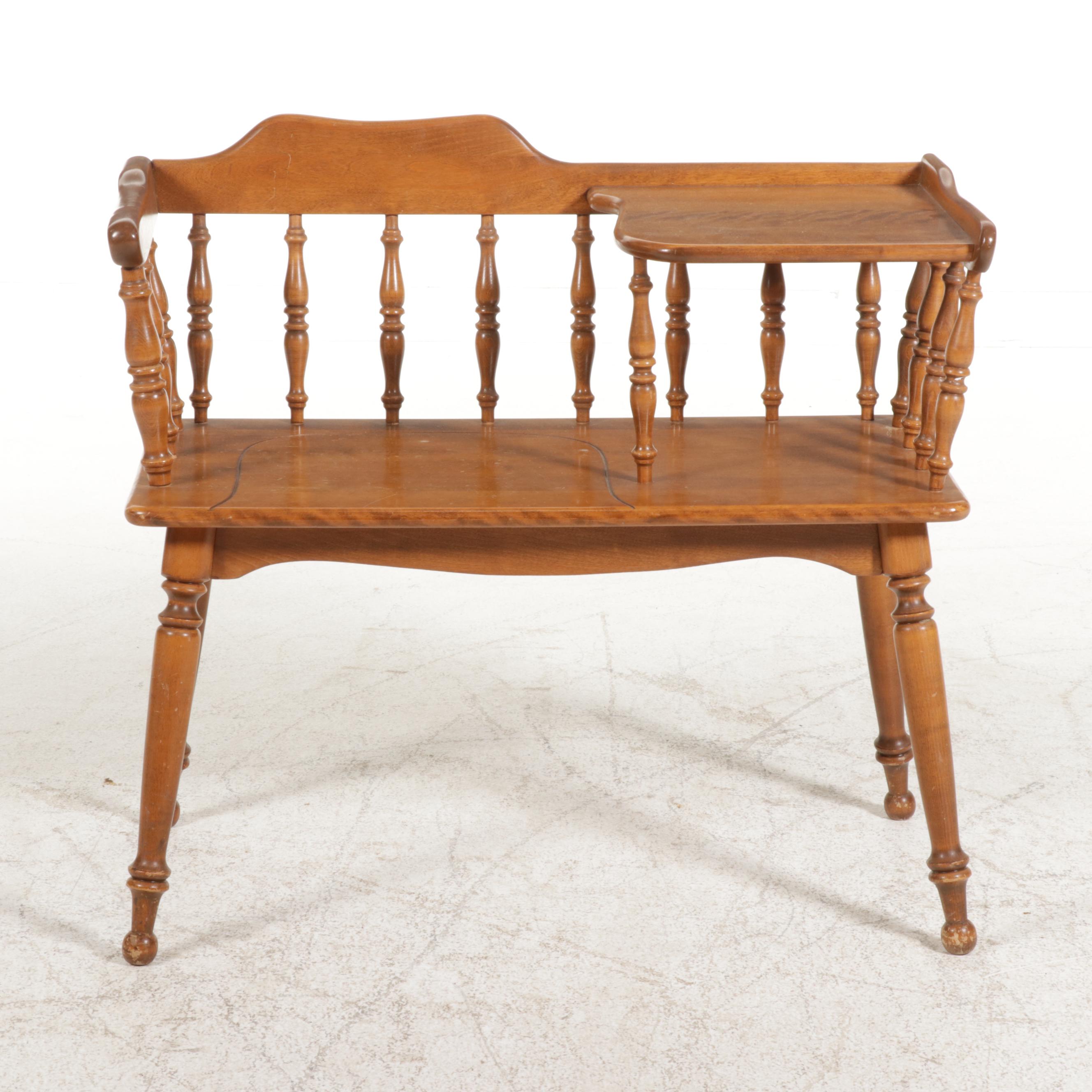 Ethan Allen Colonial Style Maple Telephone Bench, Mid to Late 20th Century