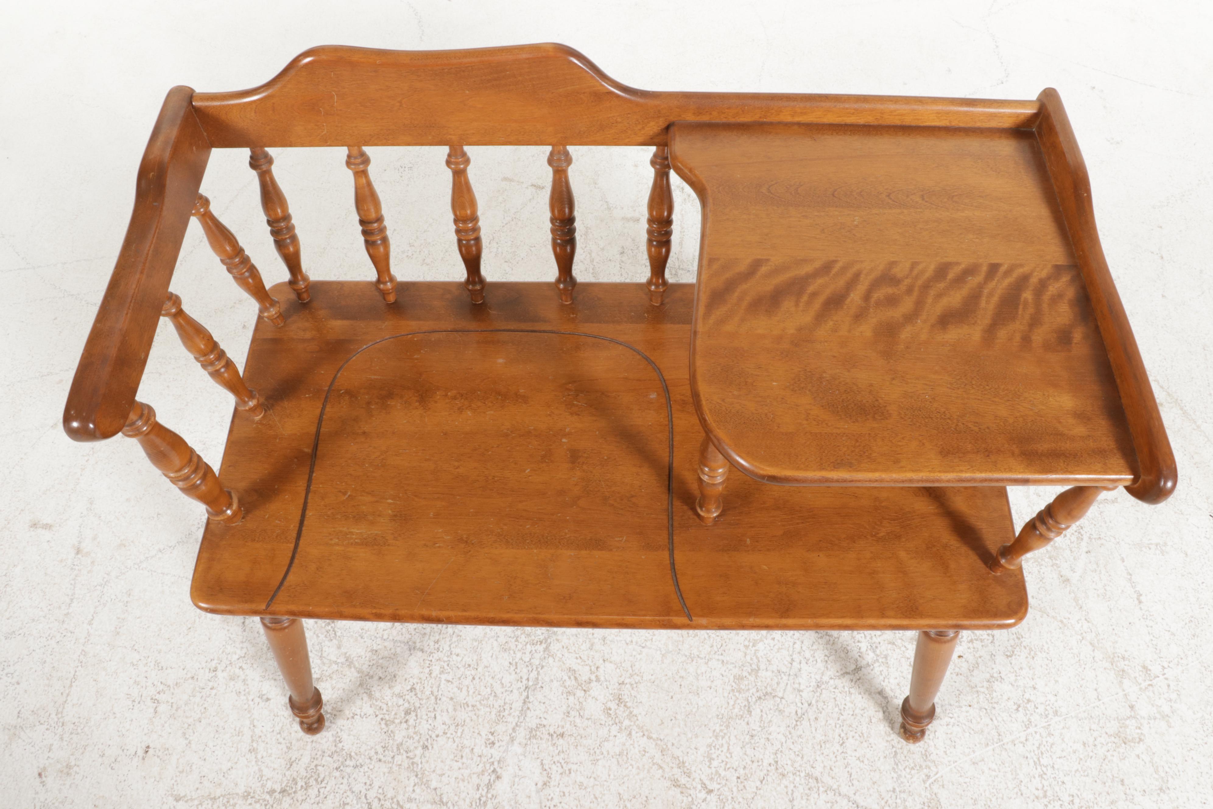 Ethan Allen Colonial Style Maple Telephone Bench, Mid to Late 20th Century