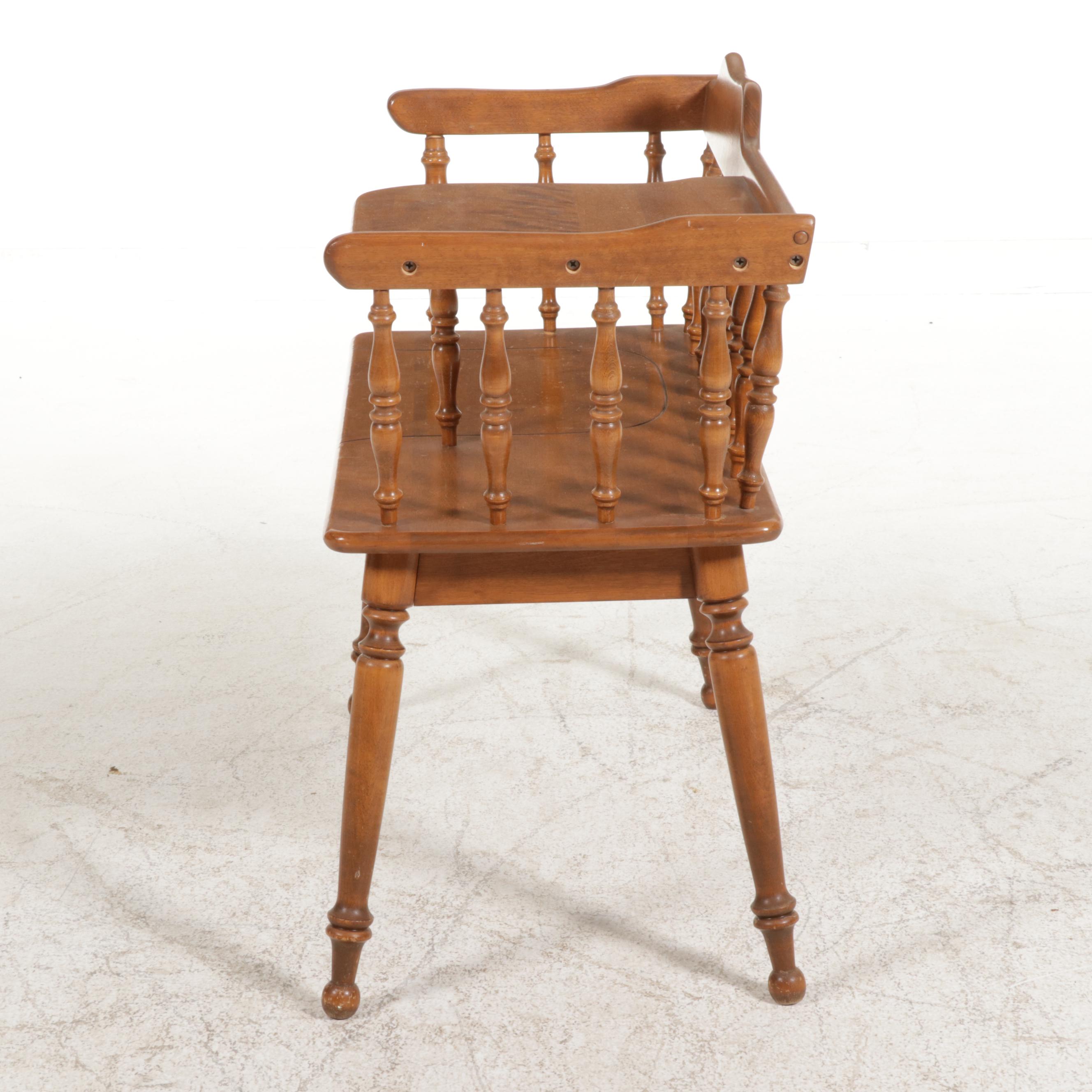 Ethan Allen Colonial Style Maple Telephone Bench, Mid to Late 20th Century