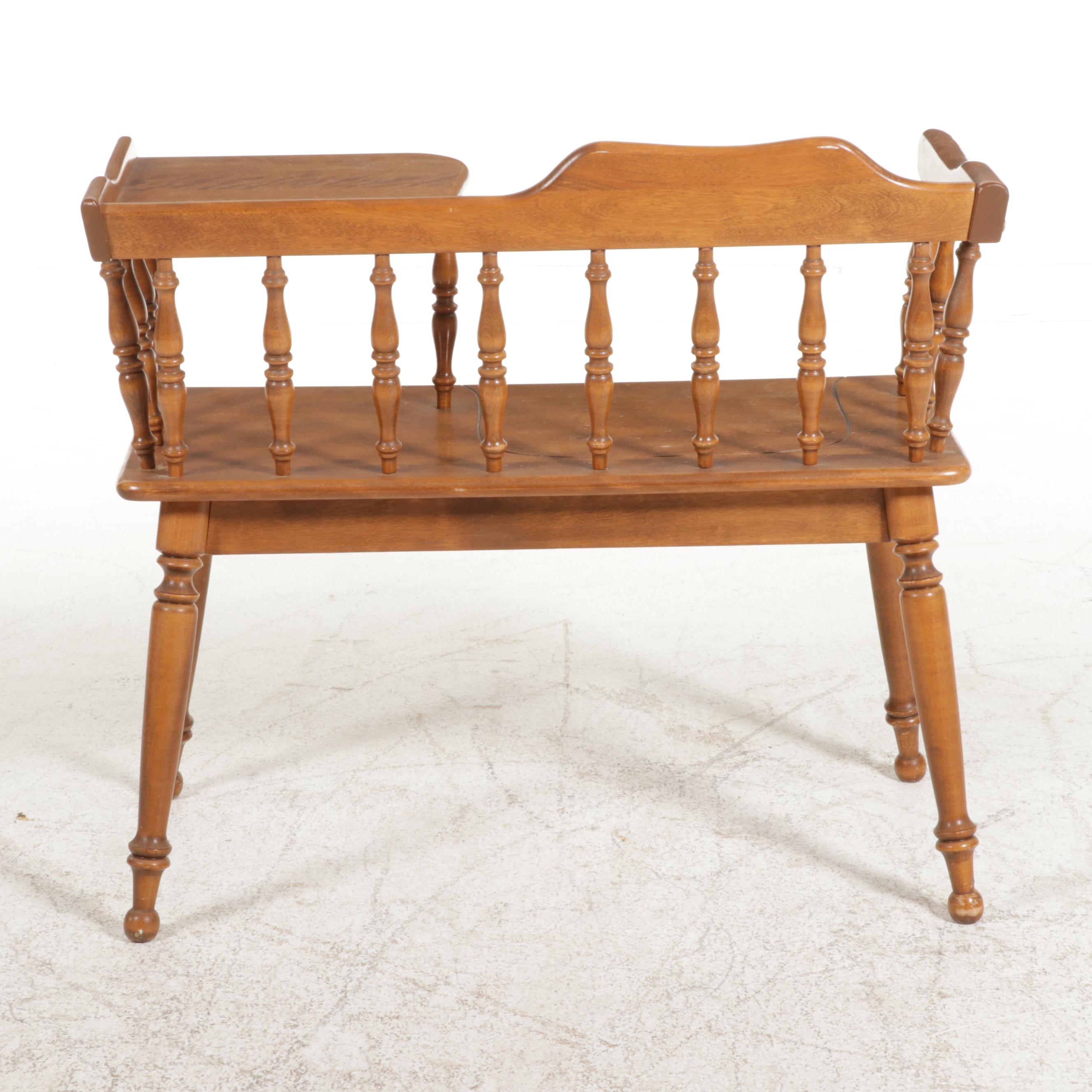 Ethan Allen Colonial Style Maple Telephone Bench, Mid to Late 20th Century