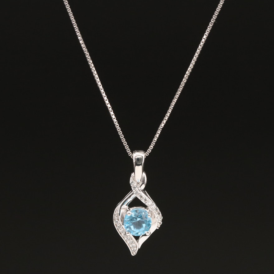 Sterling Swiss Blue Topaz and Sapphire Pendant Necklace