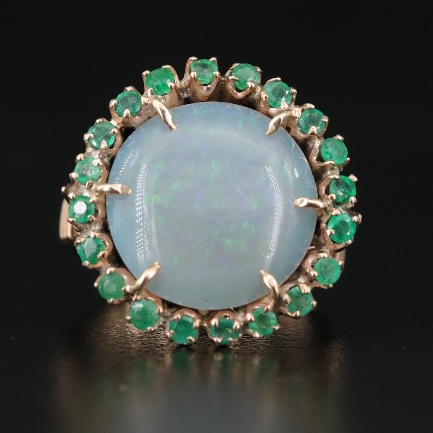 Vintage 14K Opal and Emerald Ring