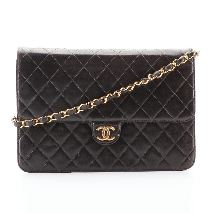 Chanel Classic Flap Shoulder Bag in Black Quilted Lambskin Leather