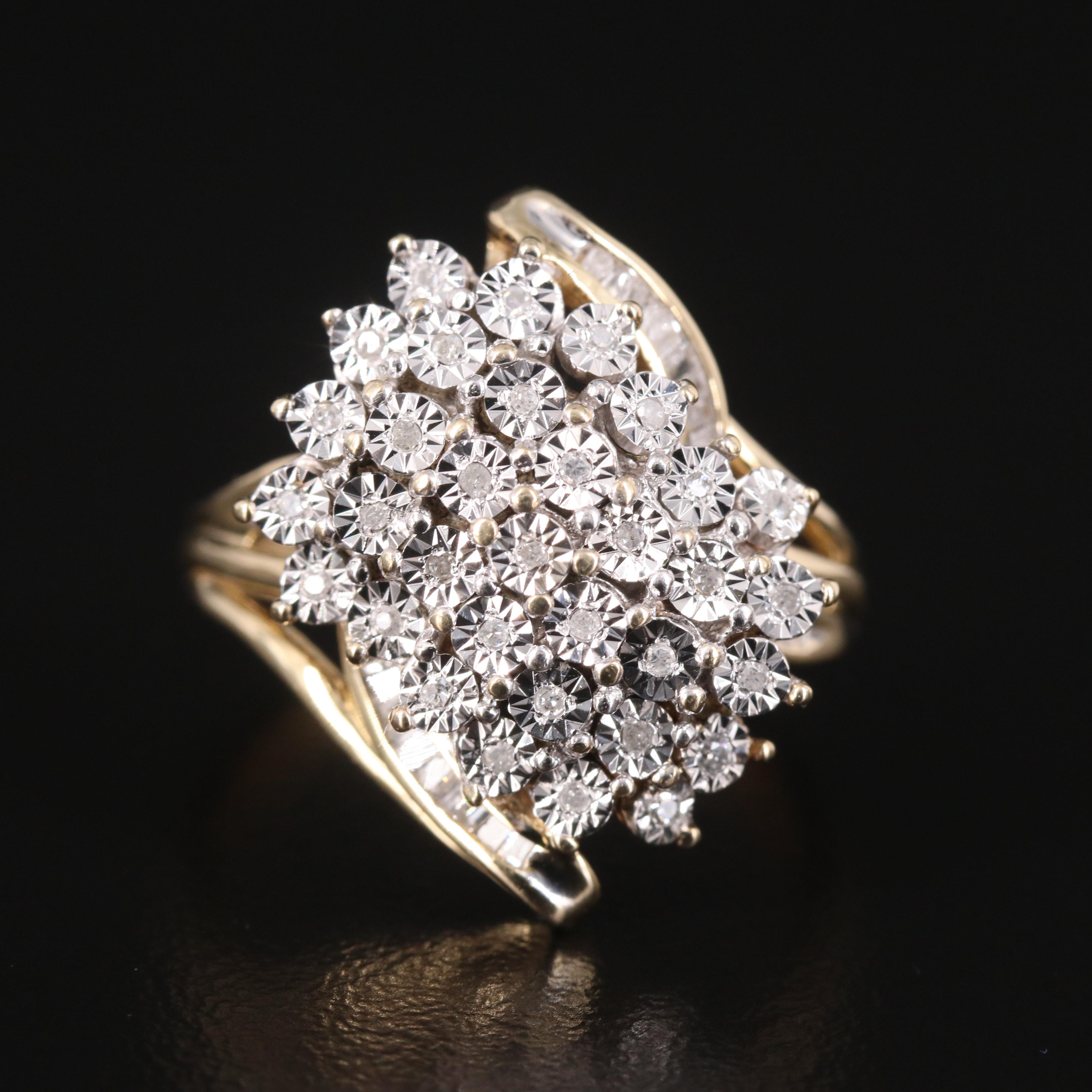 10K Diamond Cluster Ring