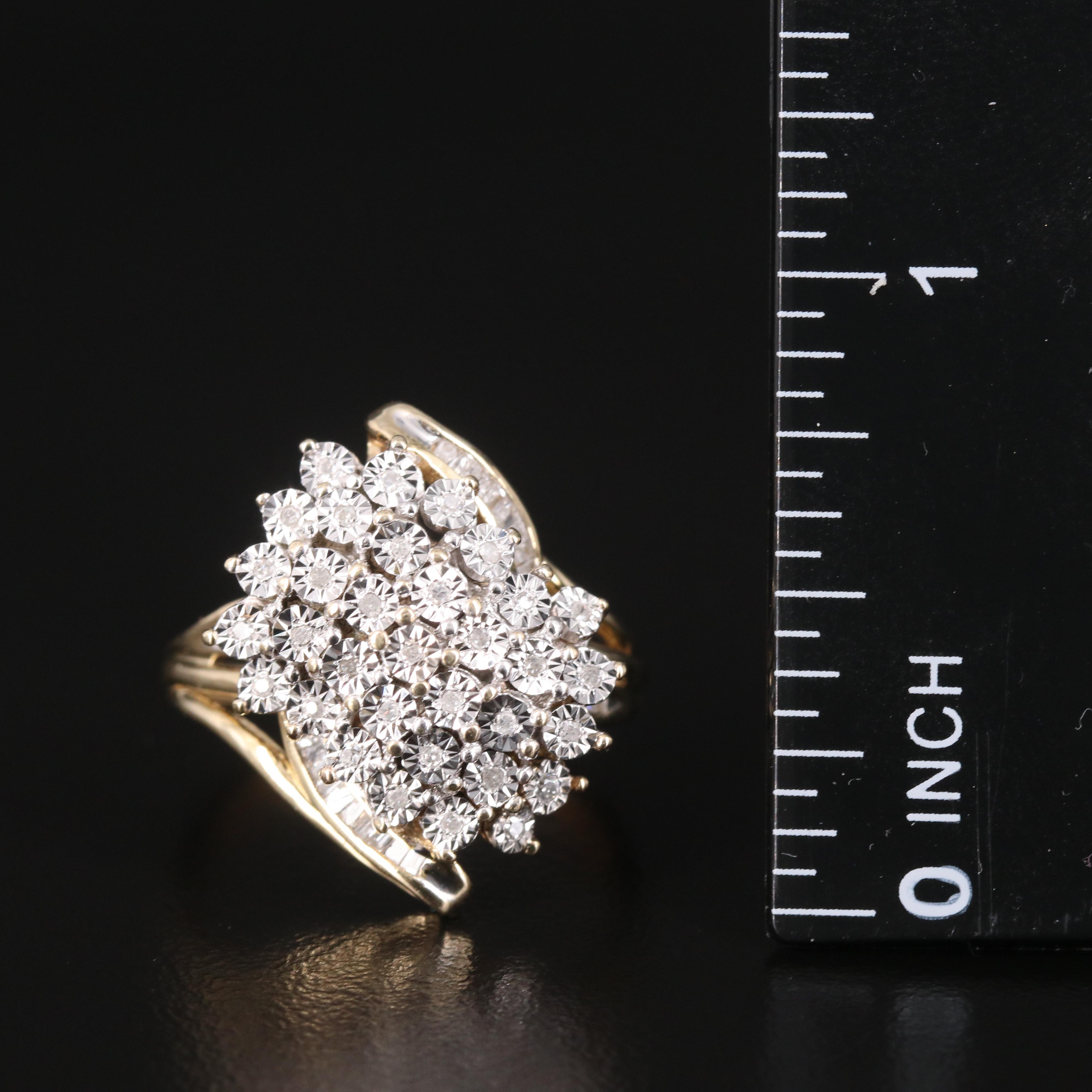 10K Diamond Cluster Ring