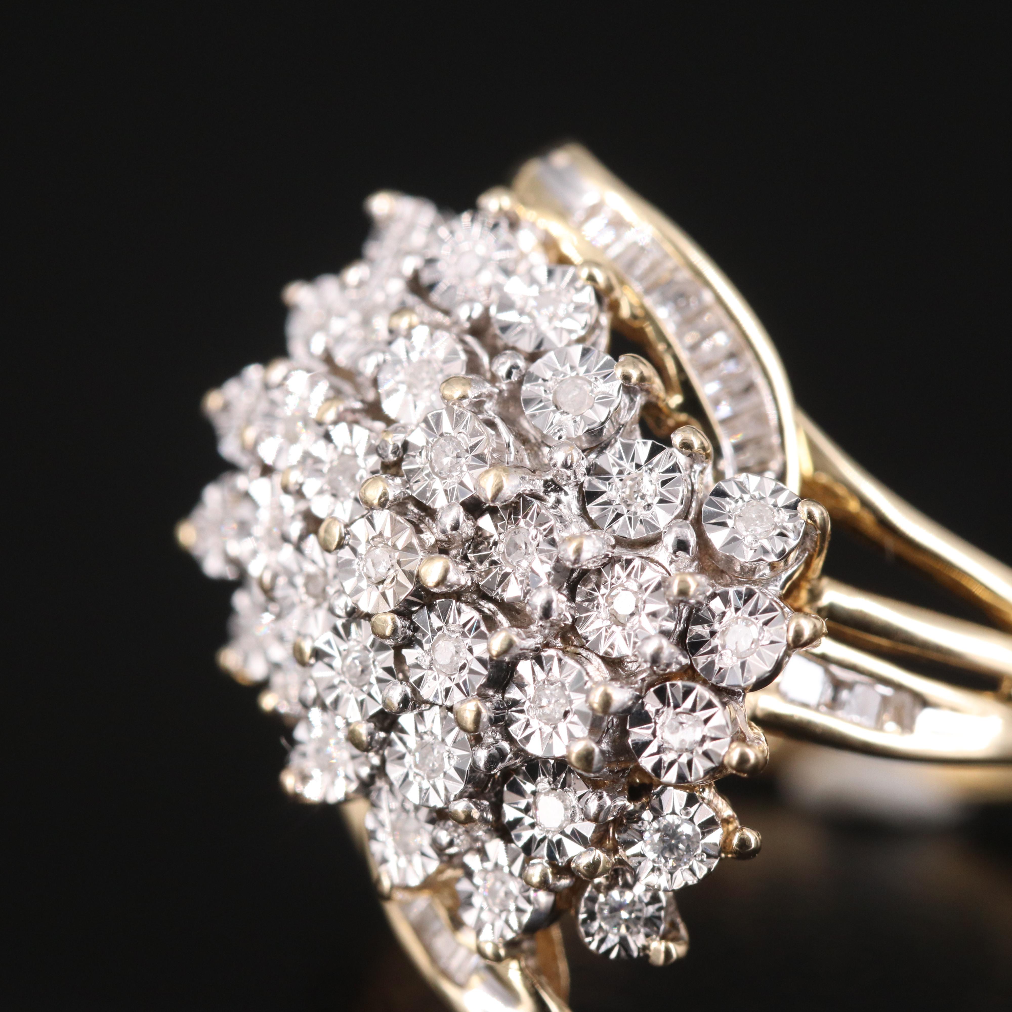 10K Diamond Cluster Ring