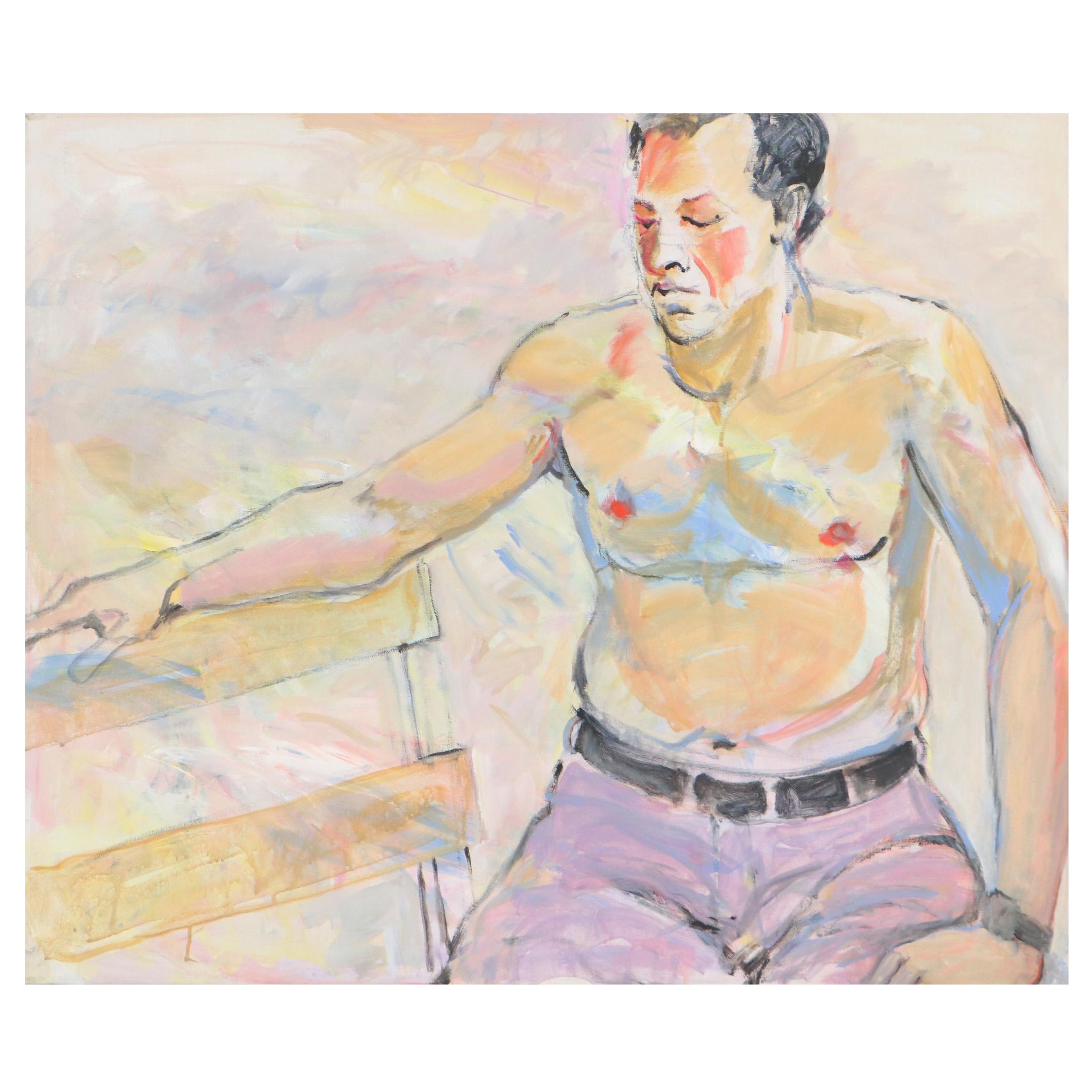 Marion Maas Oil Painting of Seated Figure, Late 20th Century