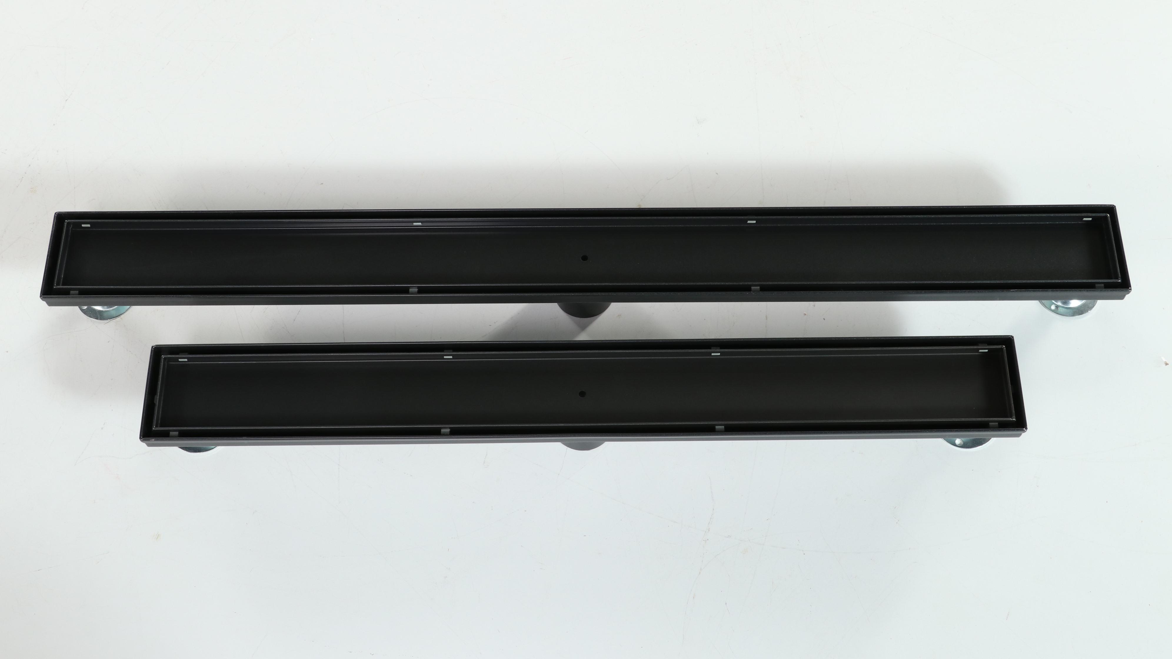 Matte Black Finish 28" and 36" Linear Tile-In Shower Drains