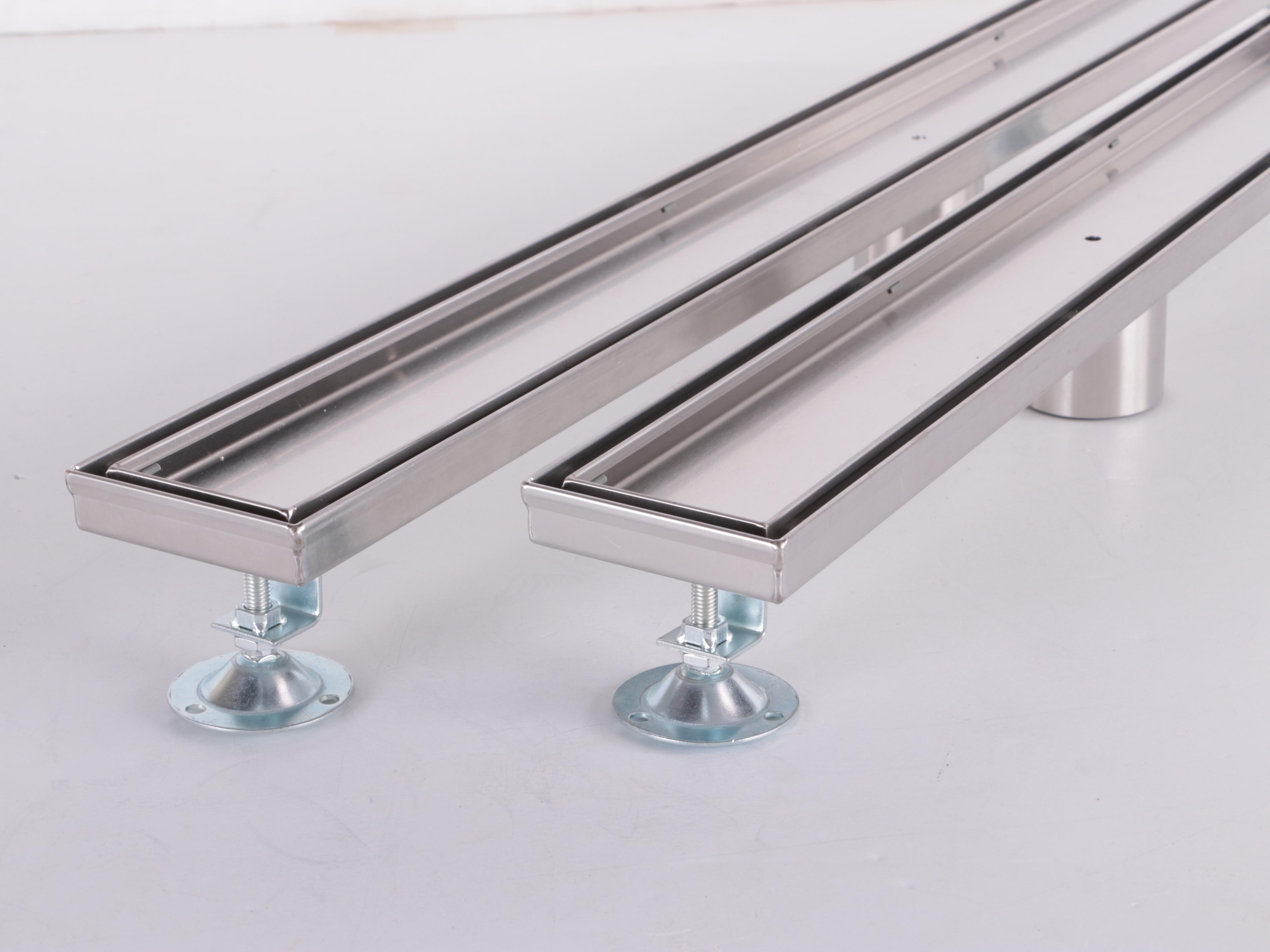 Brushed Stainless Steel Finish 24" and 36" Linear Tile-In Shower Drains