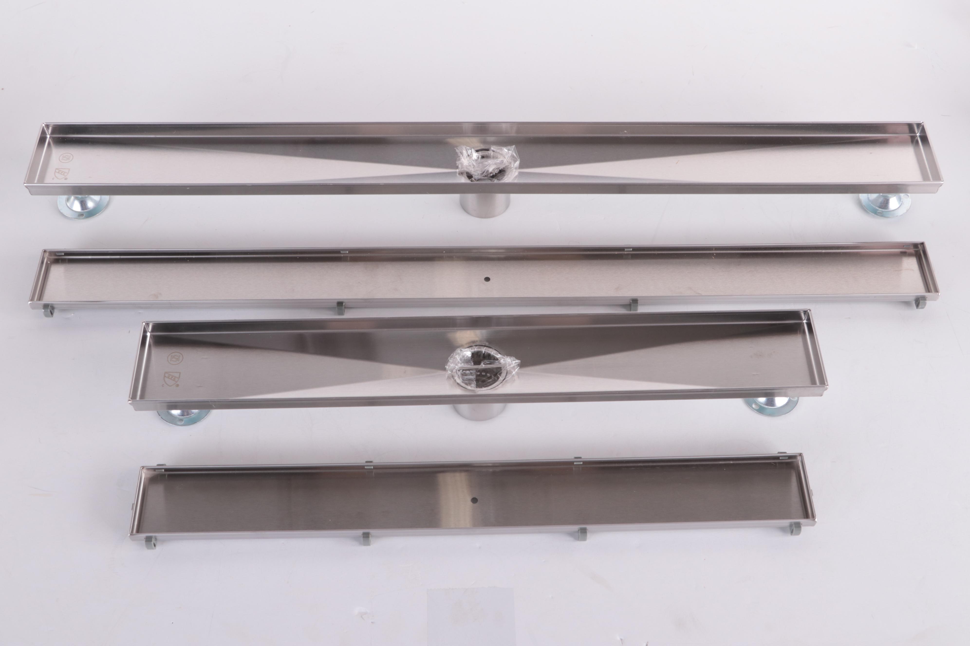 Brushed Stainless Steel Finish 24" and 36" Linear Tile-In Shower Drains