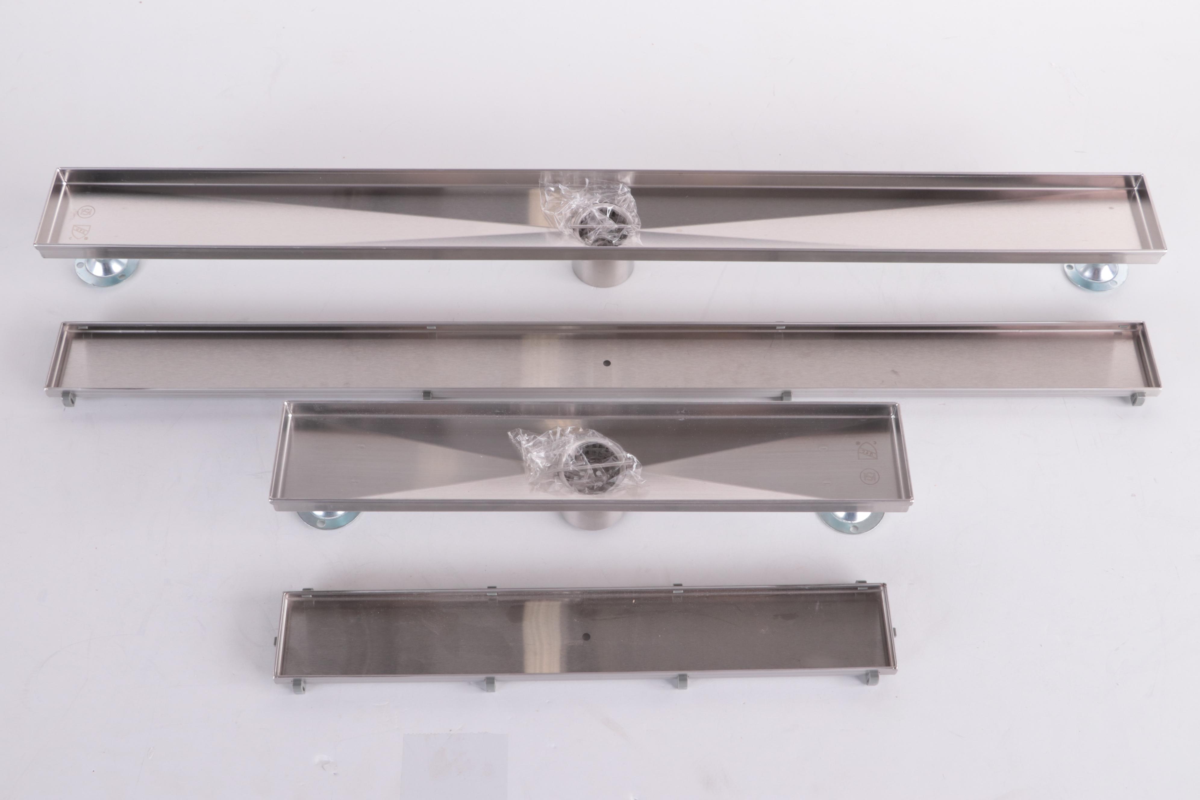 Brushed Stainless Steel Finish 18" and 36" Linear Tile-In Shower Drains