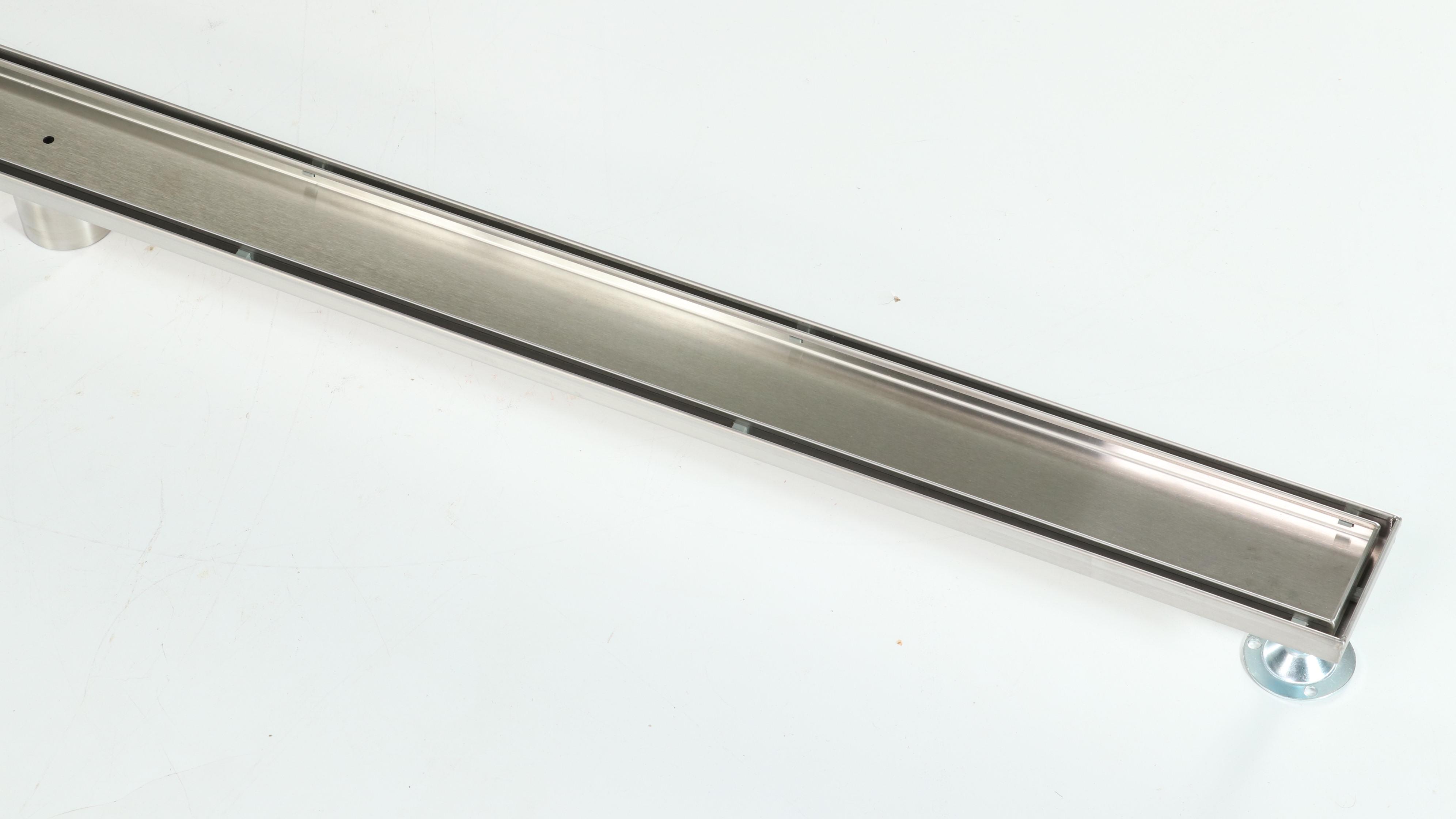 Brushed Stainless Steel 4" Square and 60" Linear Tile-In Shower Drains