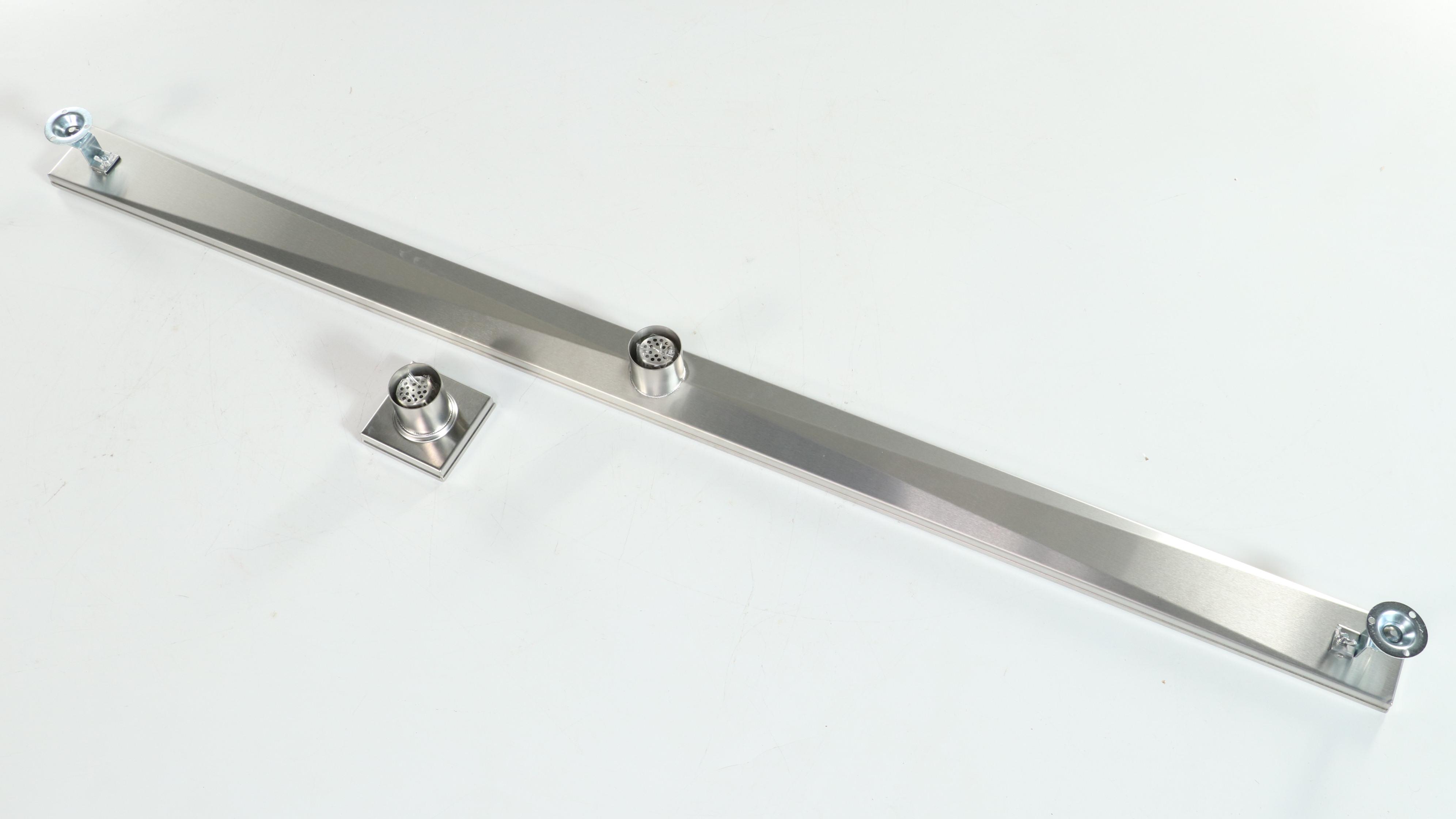 Brushed Stainless Steel 4" Square and 60" Linear Tile-In Shower Drains