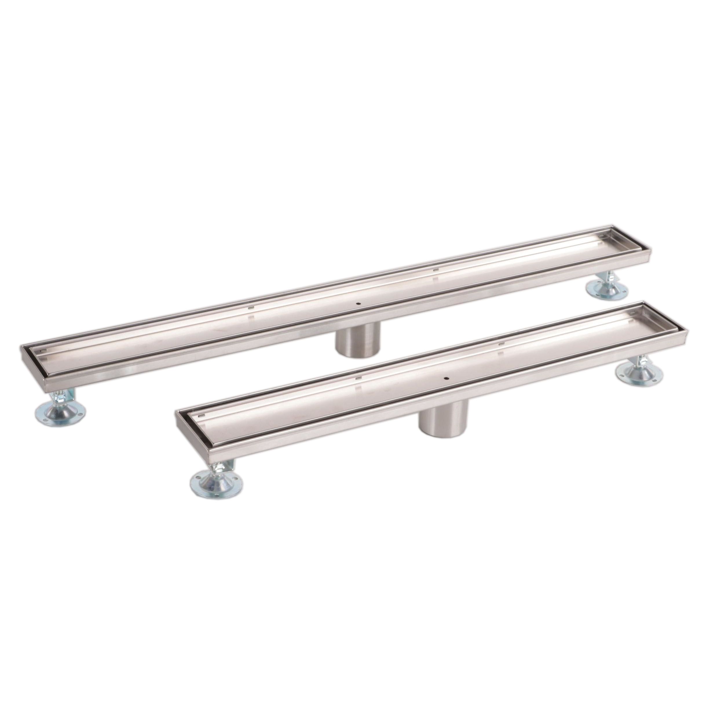 Brushed Stainless Steel Finish 24" and 32" Linear Tile-In Shower Drains