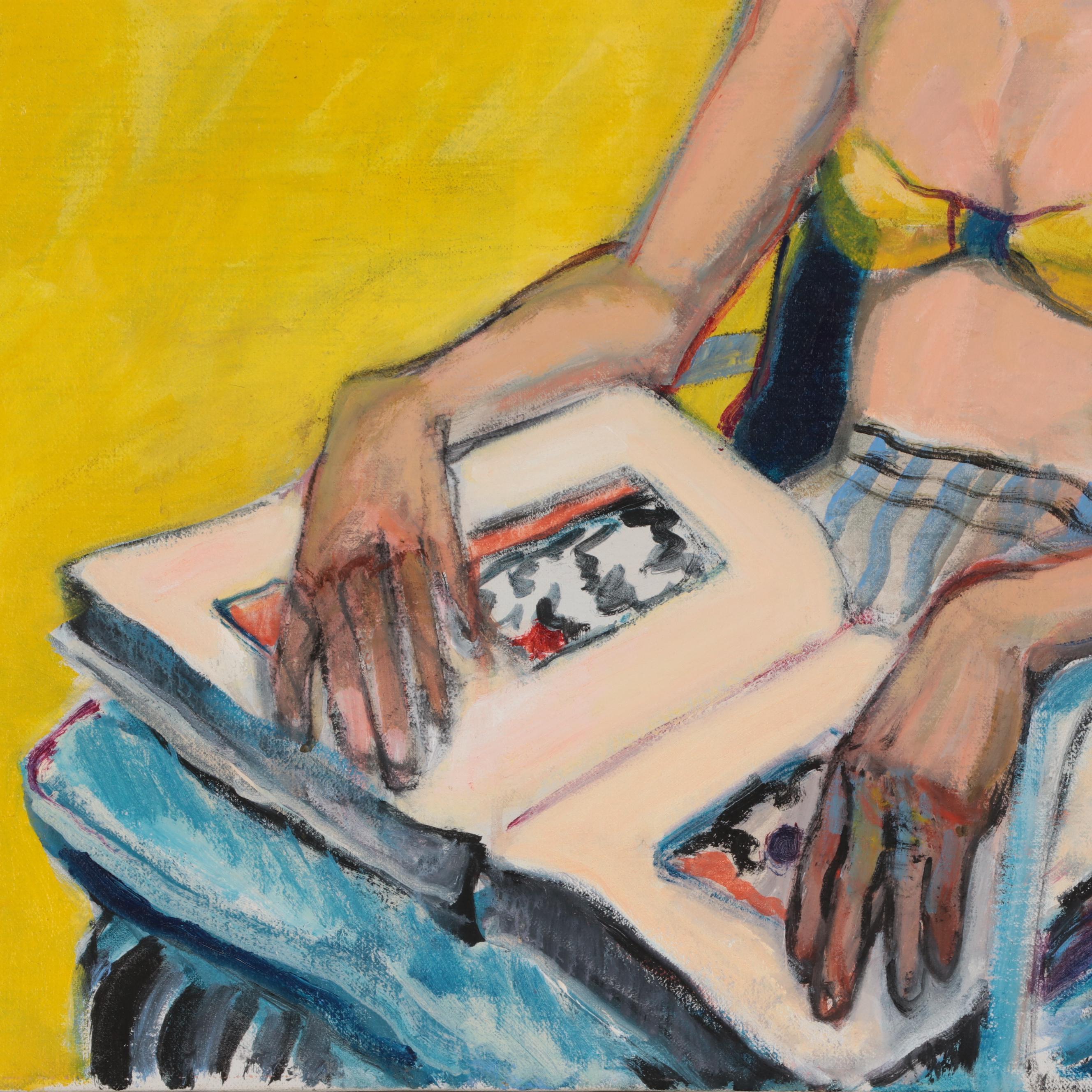 Marion Maas Oil Painting of Seated Figure, Late 20th Century