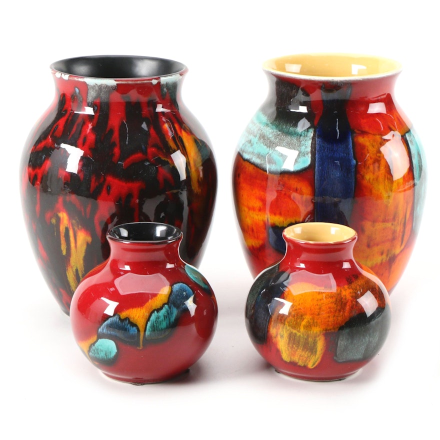Poole Pottery "Gemstones" with Other Ceramic Vases
