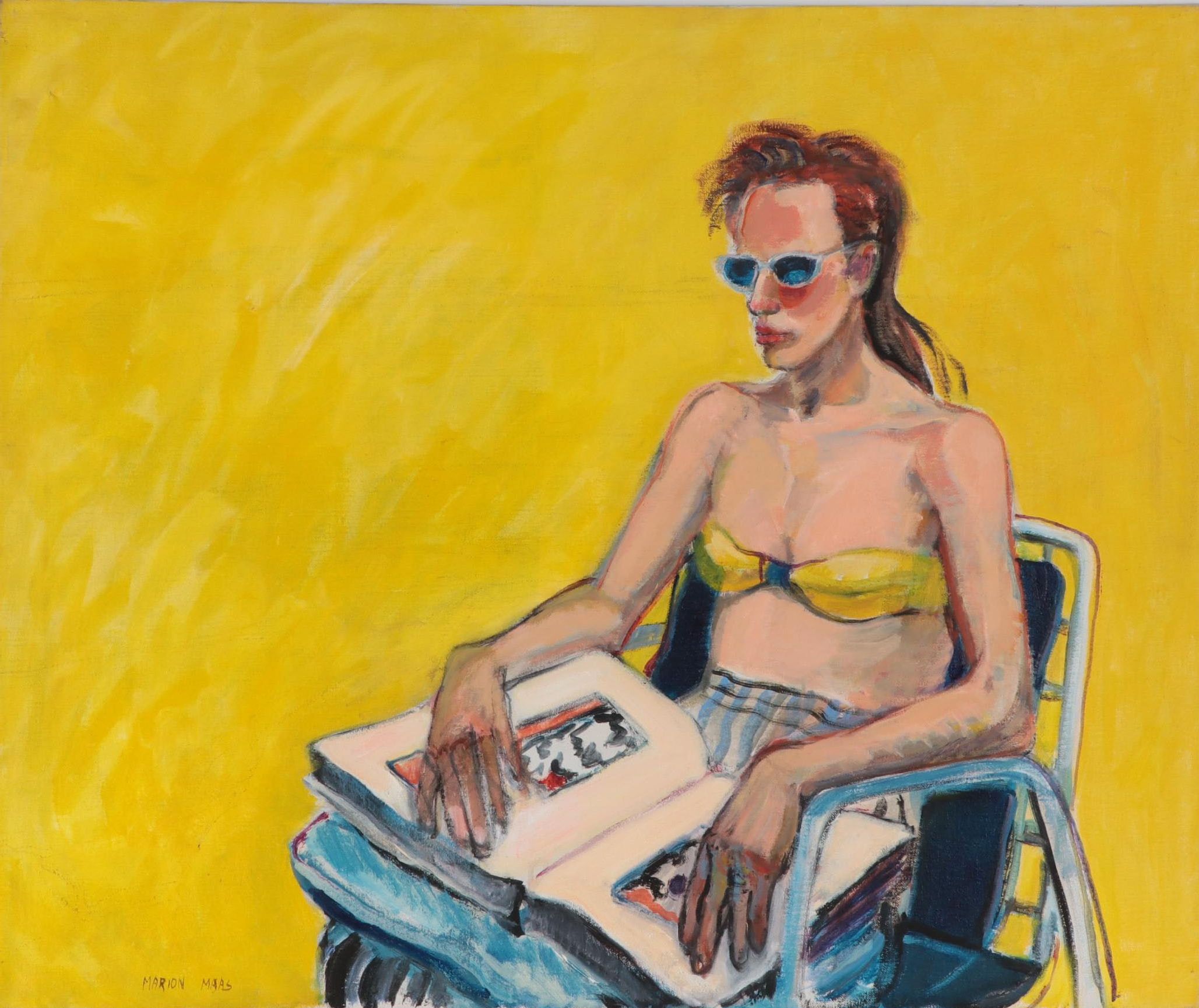 Marion Maas Oil Painting of Seated Figure, Late 20th Century