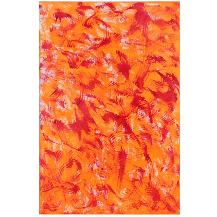 Lois Walker Abstract Acrylic Painting "On Fire," 2019