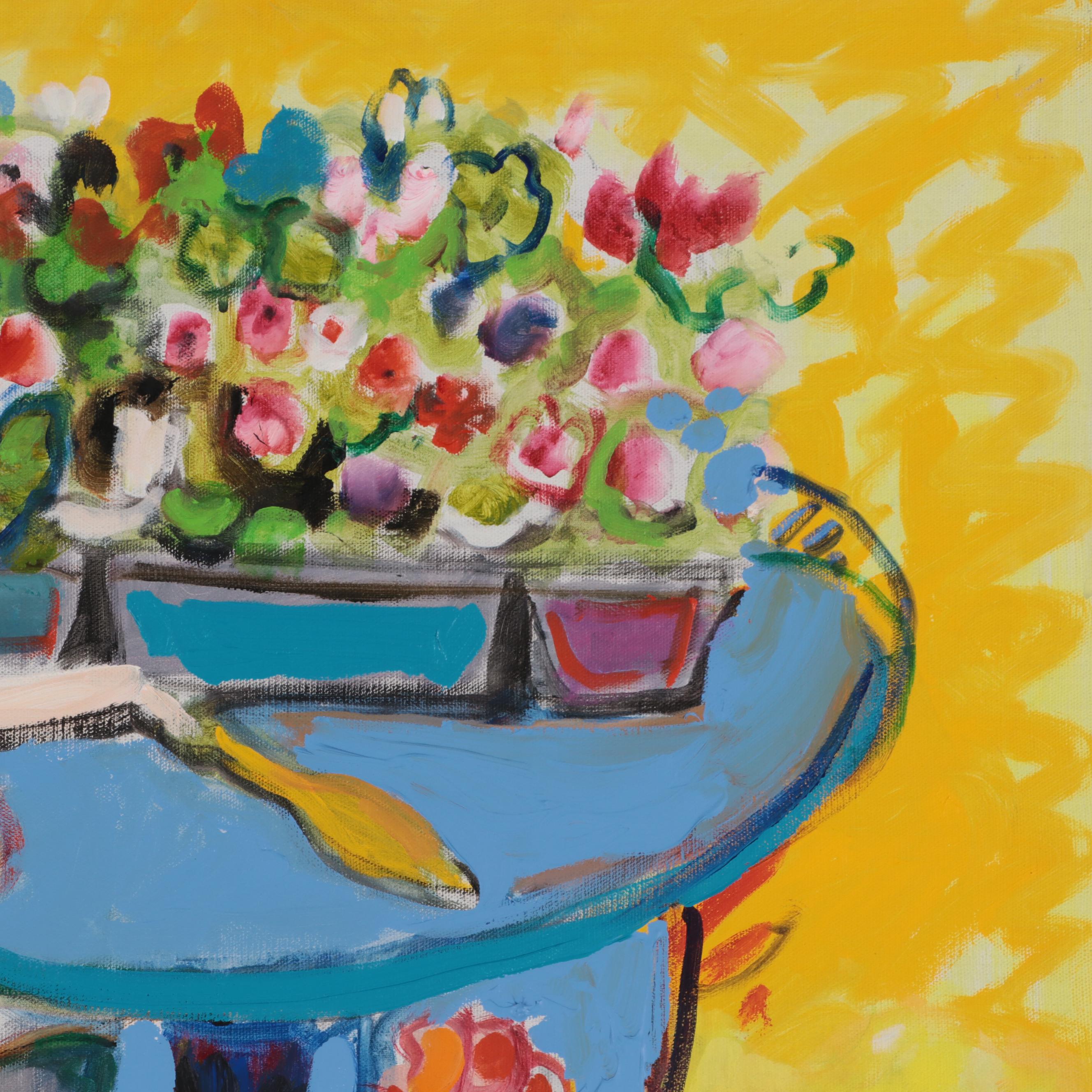 Marion Maas Oil Painting of Flowers, Late 20th Century