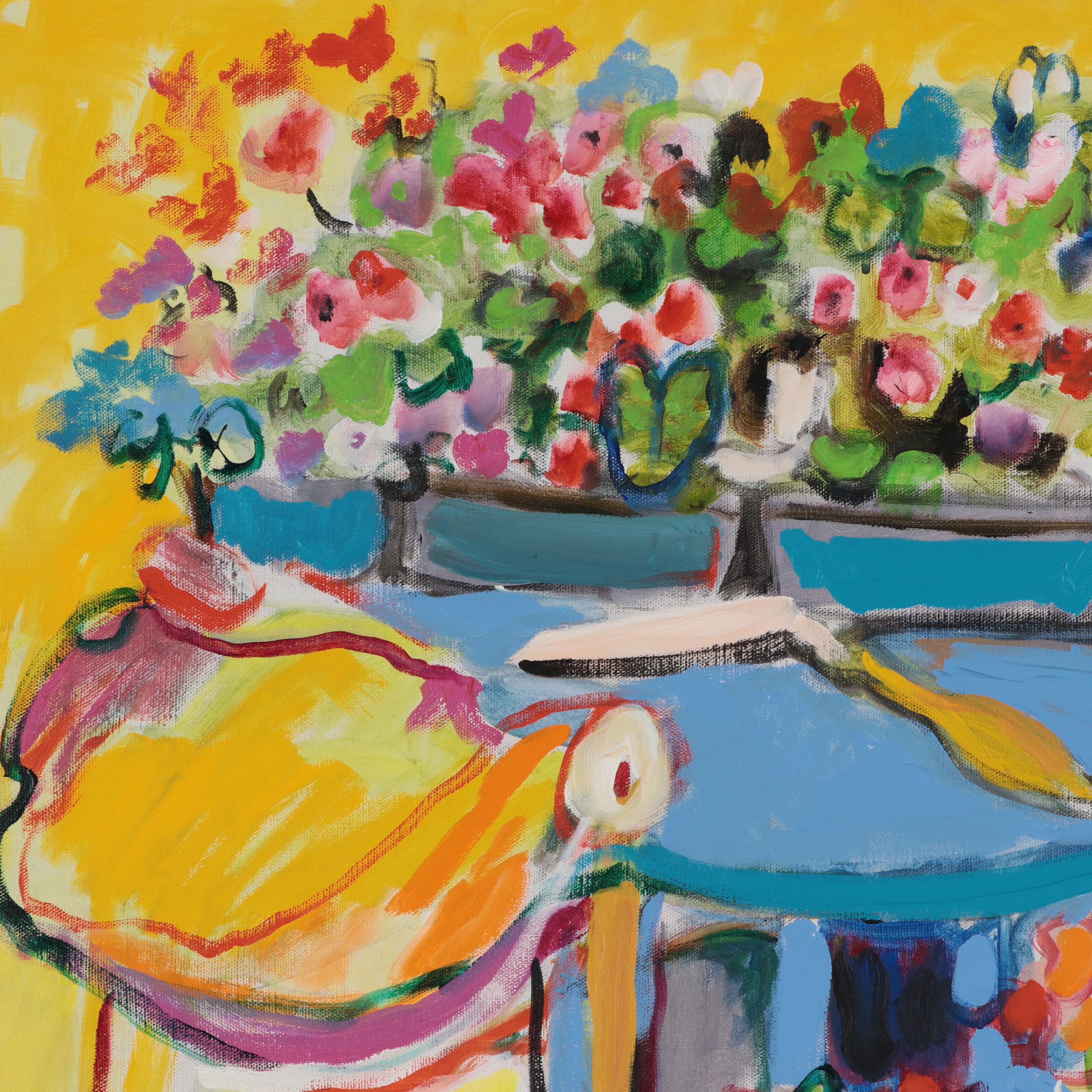 Marion Maas Oil Painting of Flowers, Late 20th Century