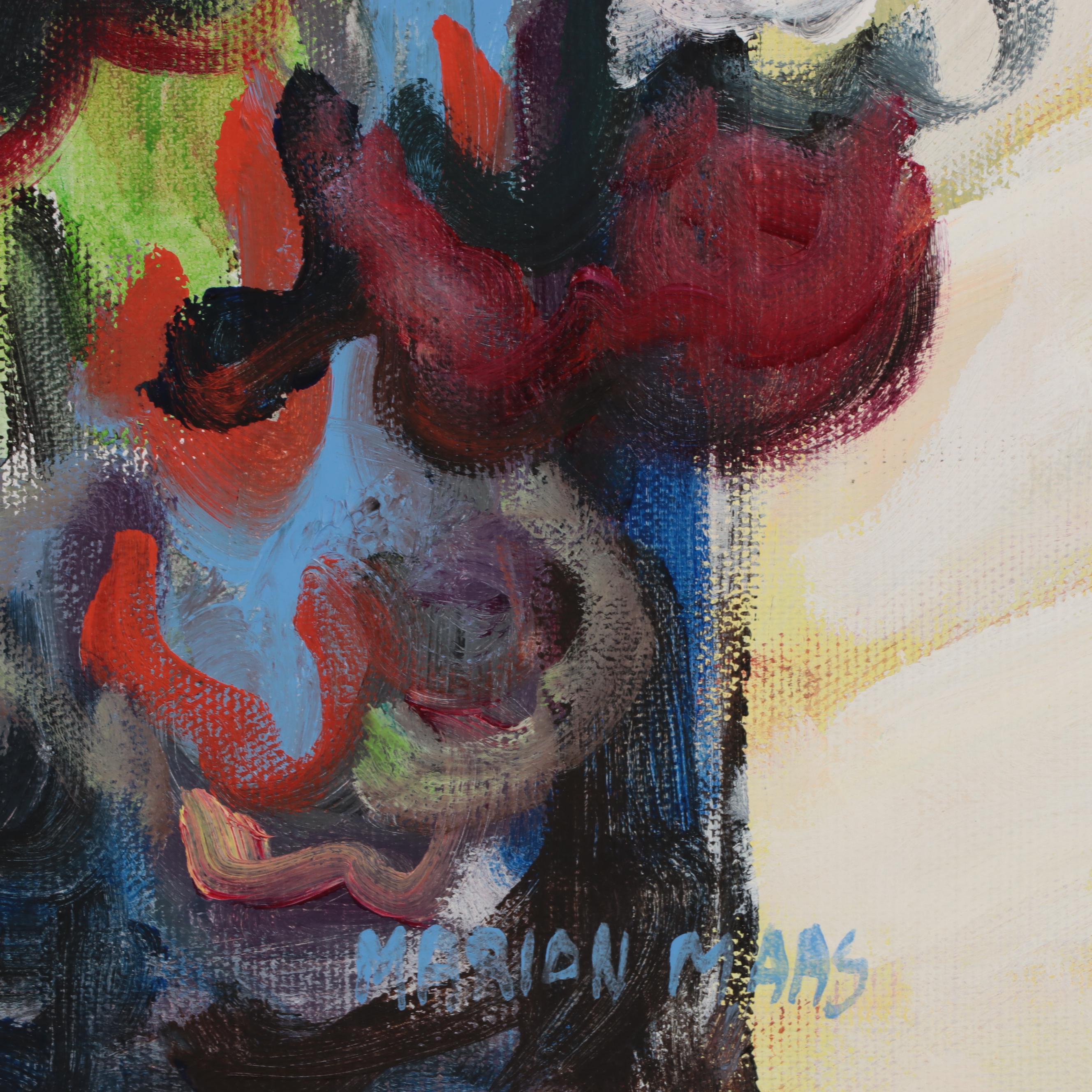 Marion Maas Oil Painting of Flowers, Late 20th Century