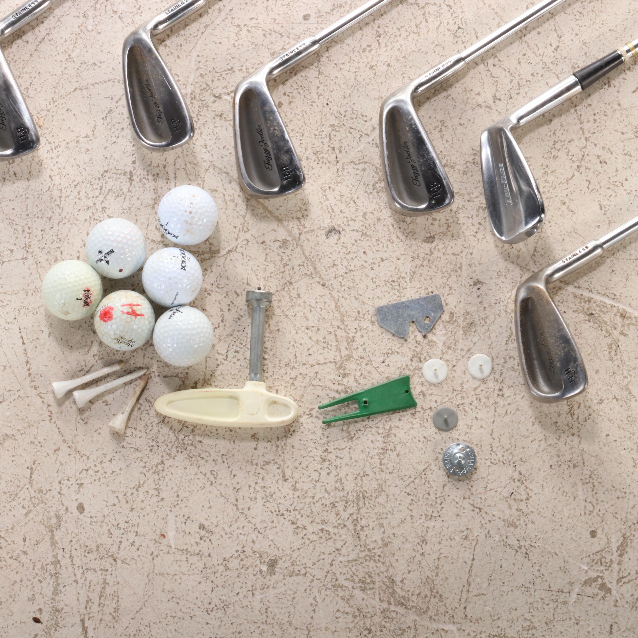 PowerBilt, Tru-Flite, Arnold Palmer, Cobra, and Other Golf Clubs with Bag