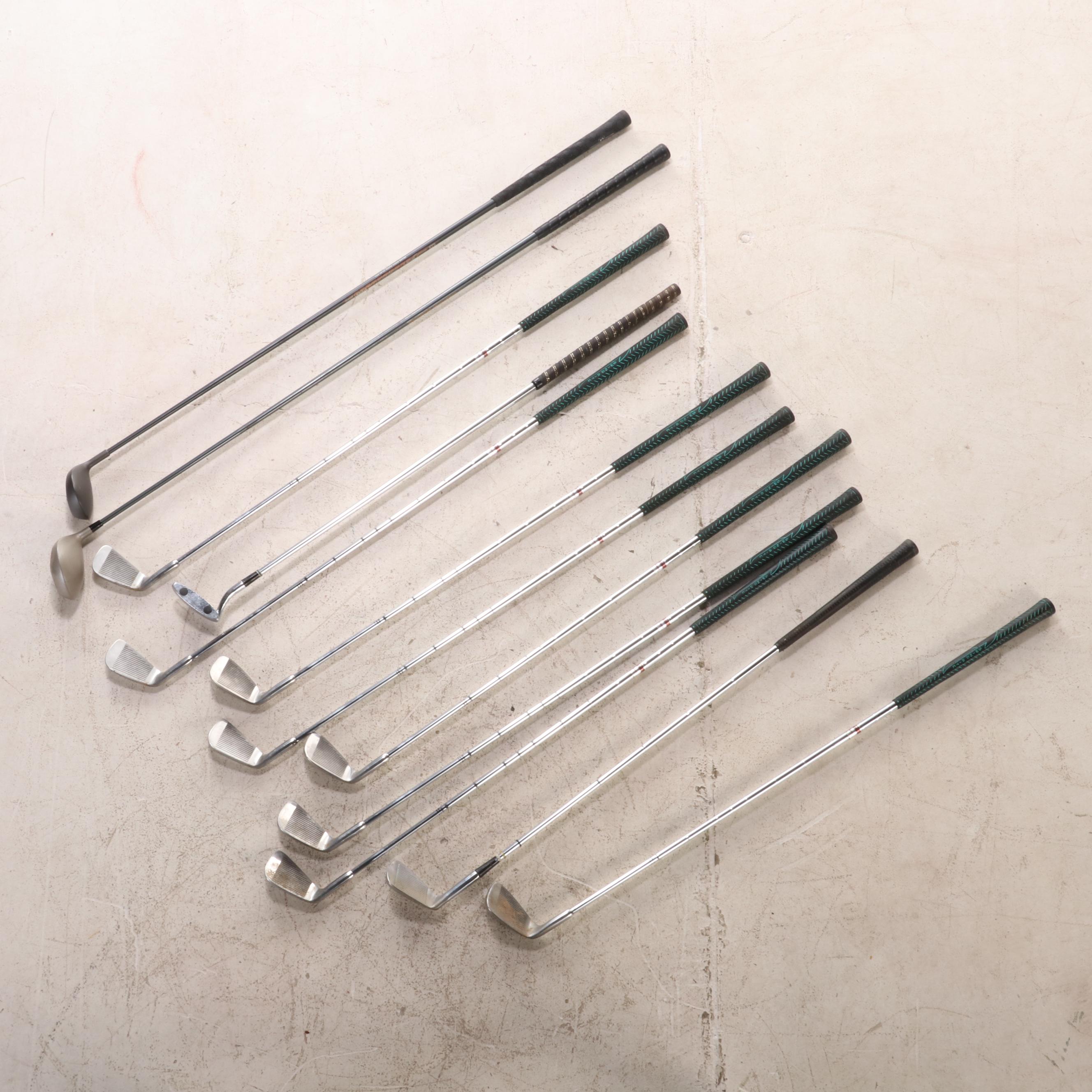 PowerBilt, Tru-Flite, Arnold Palmer, Cobra, and Other Golf Clubs with Bag