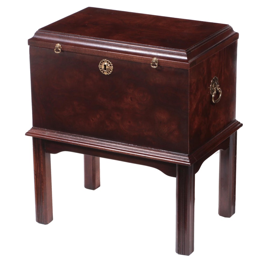 Small Lane George III Style Burl Elm Chest-on-Stand, Late 20th Century