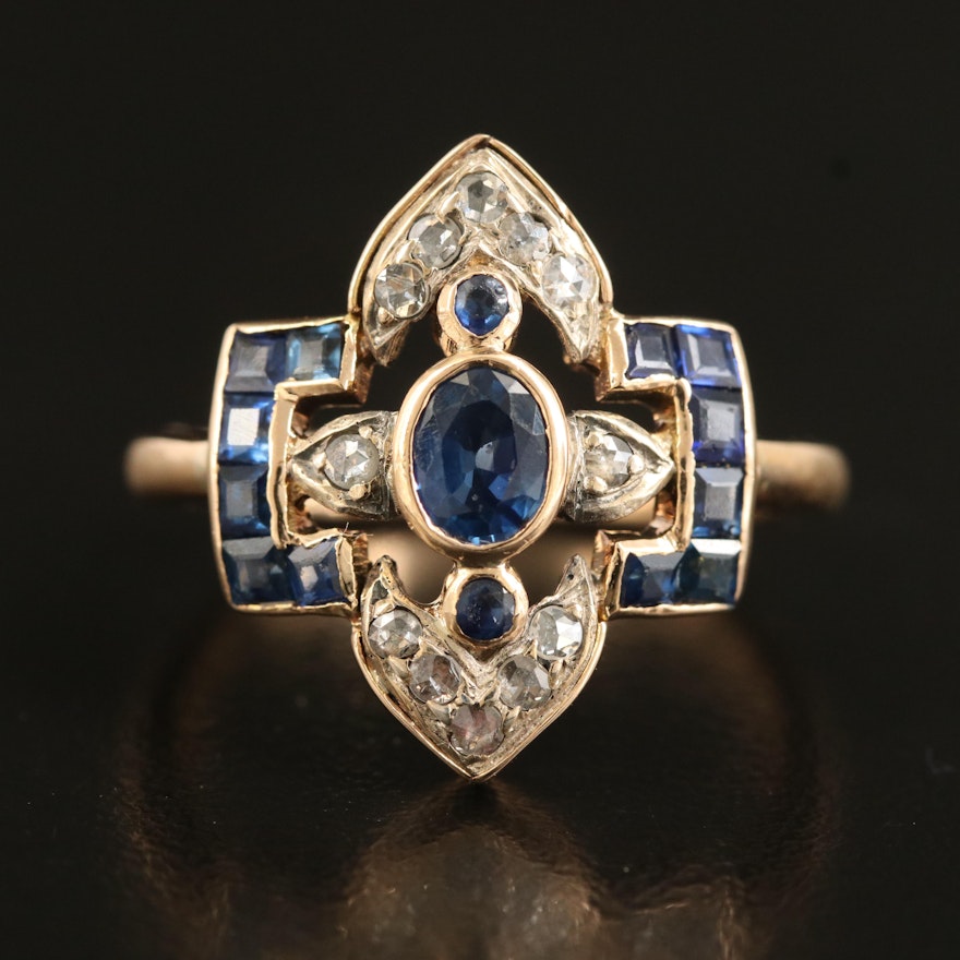 14K and 18K Sapphire and Diamond Ring