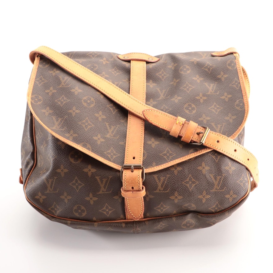 Louis Vuitton Saumur 35 Messenger Bag in Monogram Canvas and Vachetta Leather