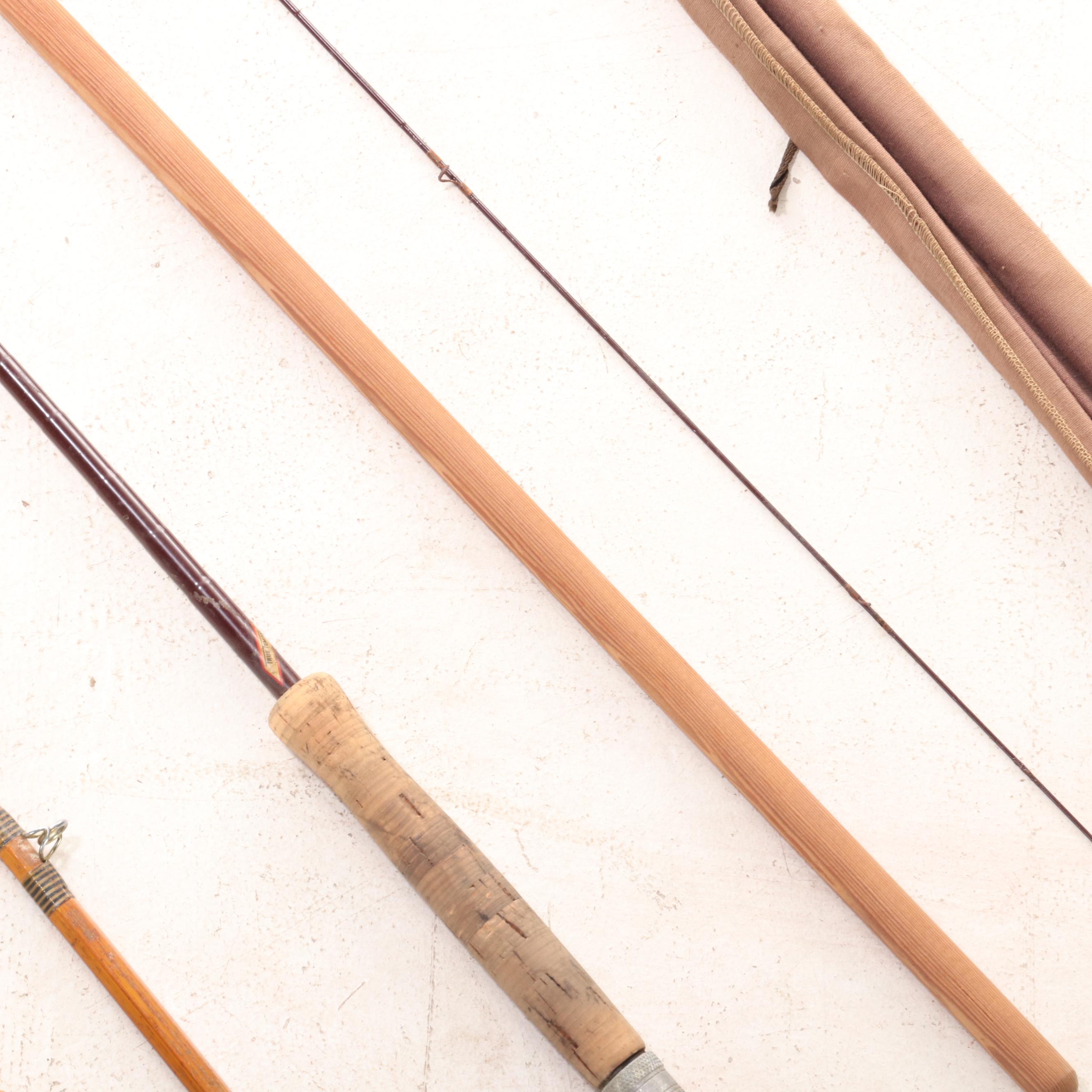 Montague and Other Fishing Rods with Deep Sea Bamboo Rod, Mid-20th C