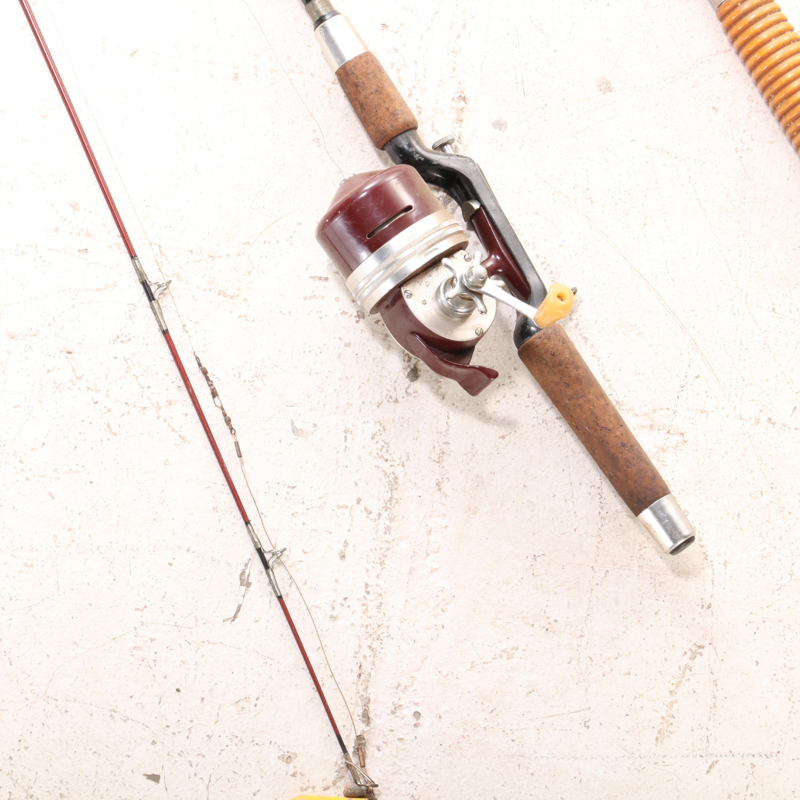 Montague and Other Fishing Rods with Deep Sea Bamboo Rod, Mid-20th C