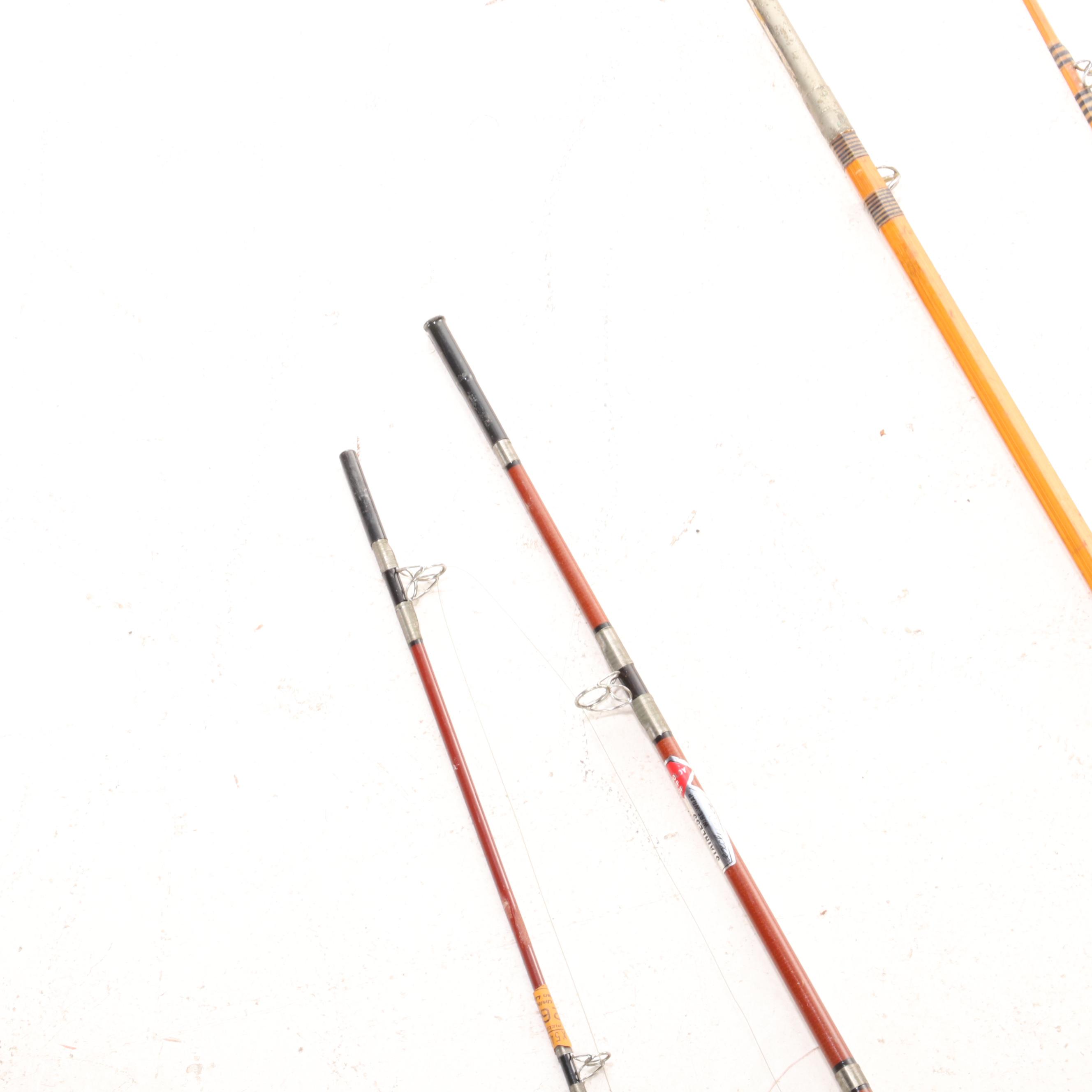 Montague and Other Fishing Rods with Deep Sea Bamboo Rod, Mid-20th C