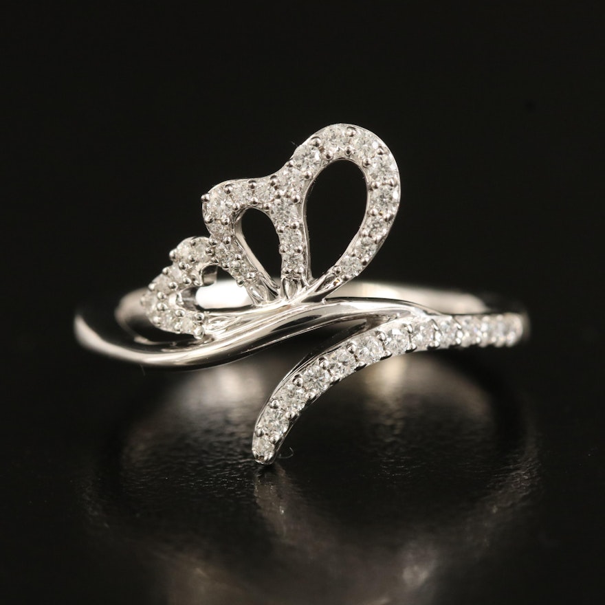 Sterling Diamond Butterfly Ring