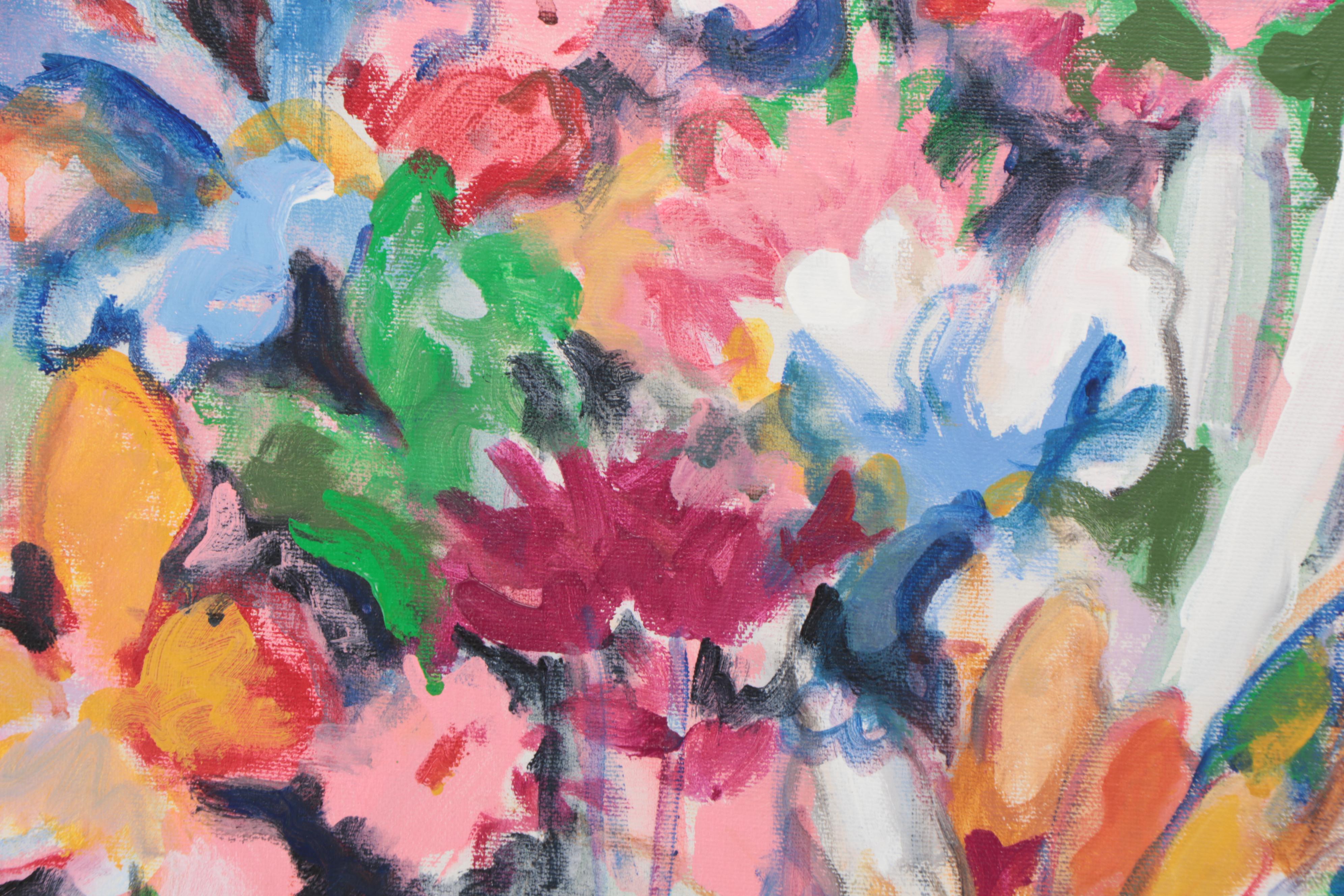 Marion Maas Modernist Floral Still Life Oil Painting