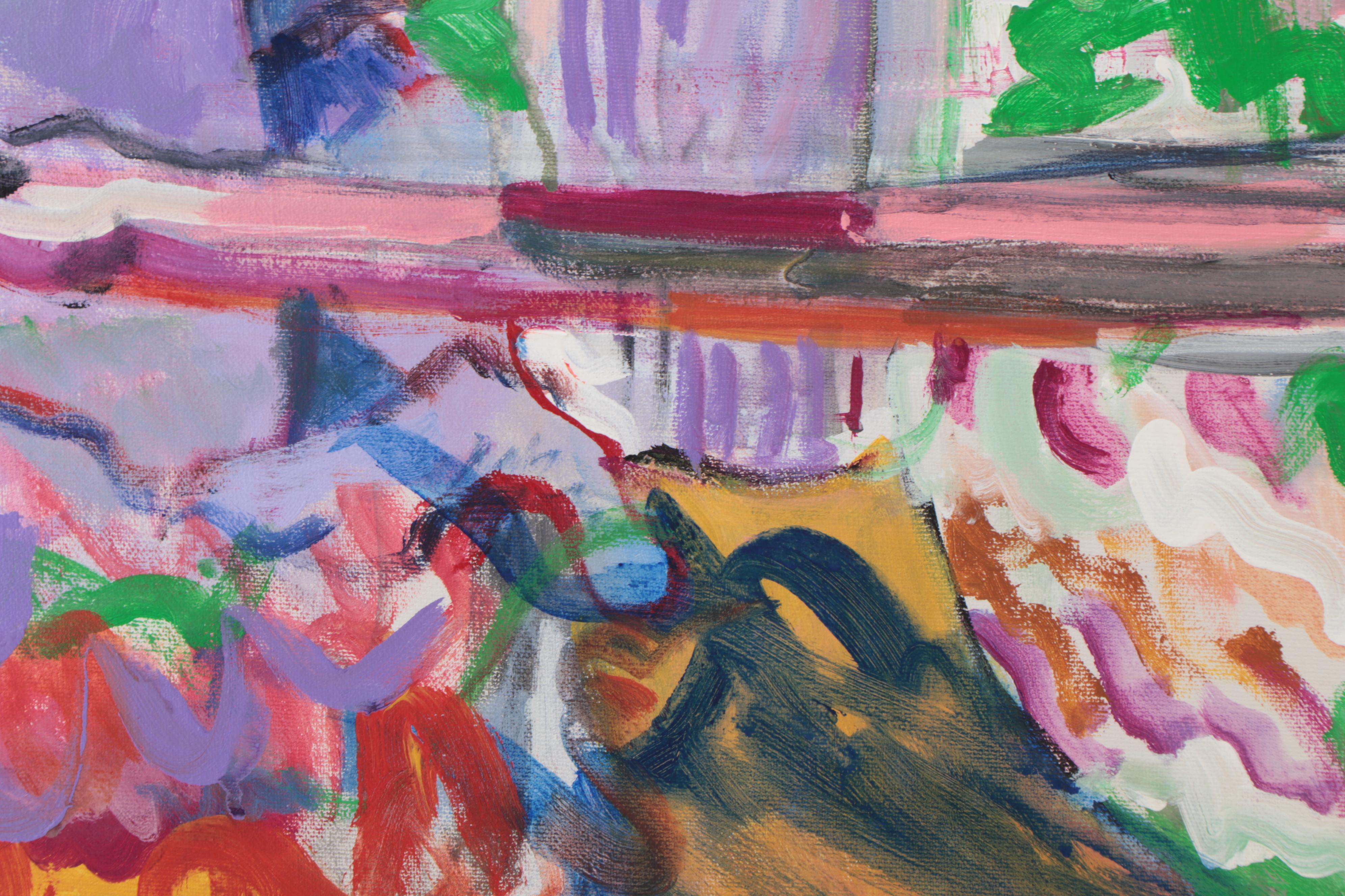 Marion Maas Modernist Floral Still Life Oil Painting