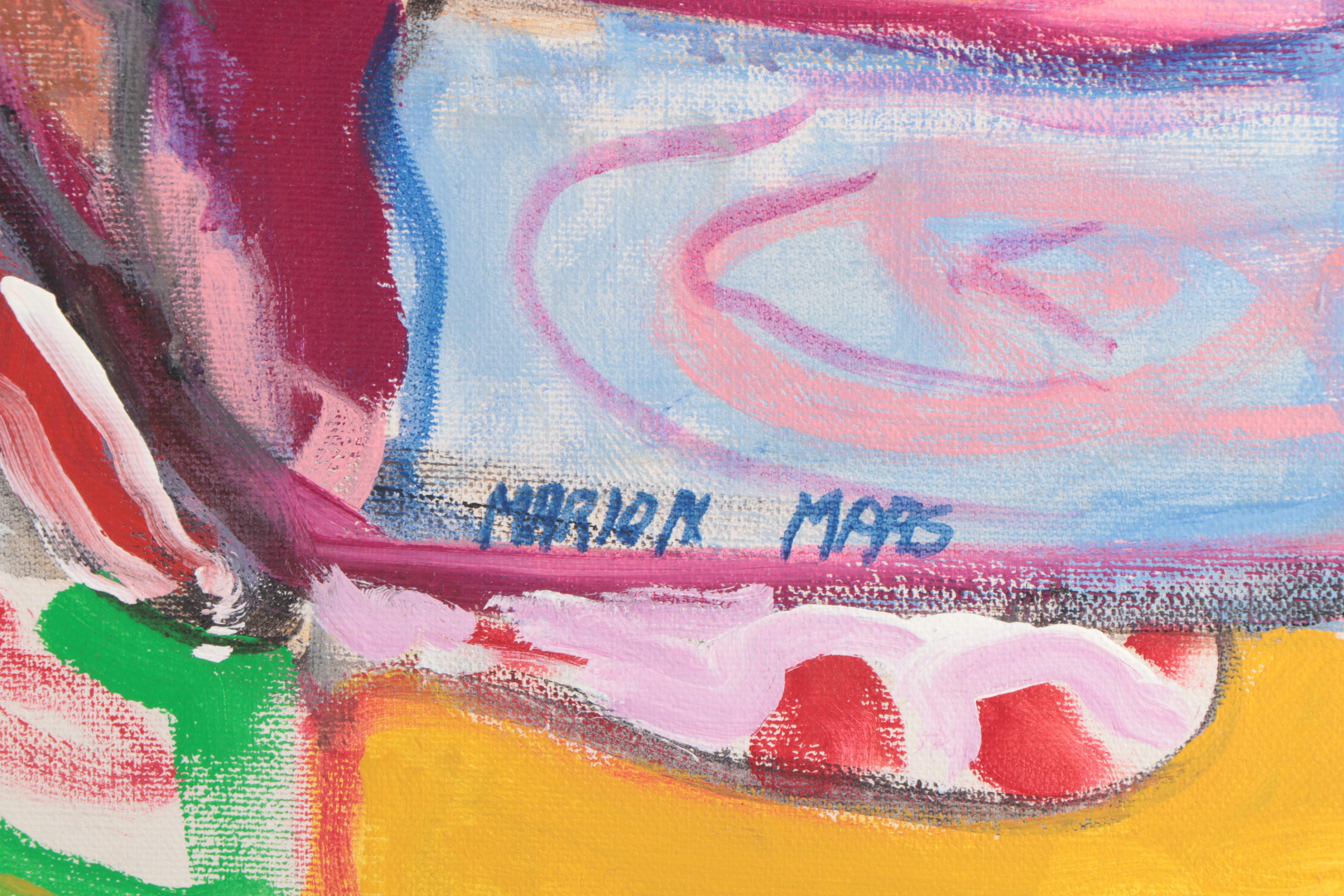 Marion Maas Modernist Floral Still Life Oil Painting